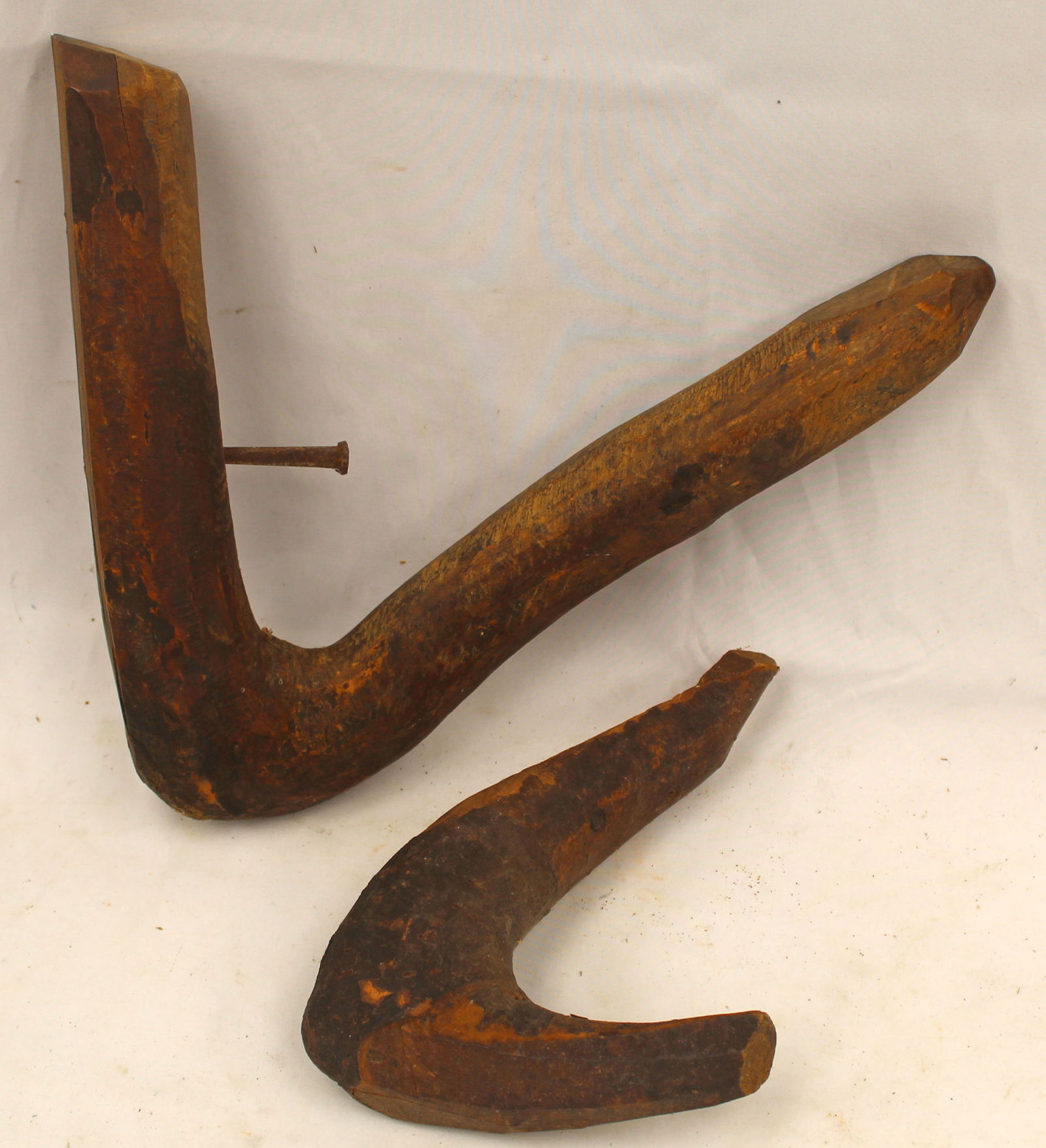 Lot of 2 antique wooden barn hooks (1 of 4)