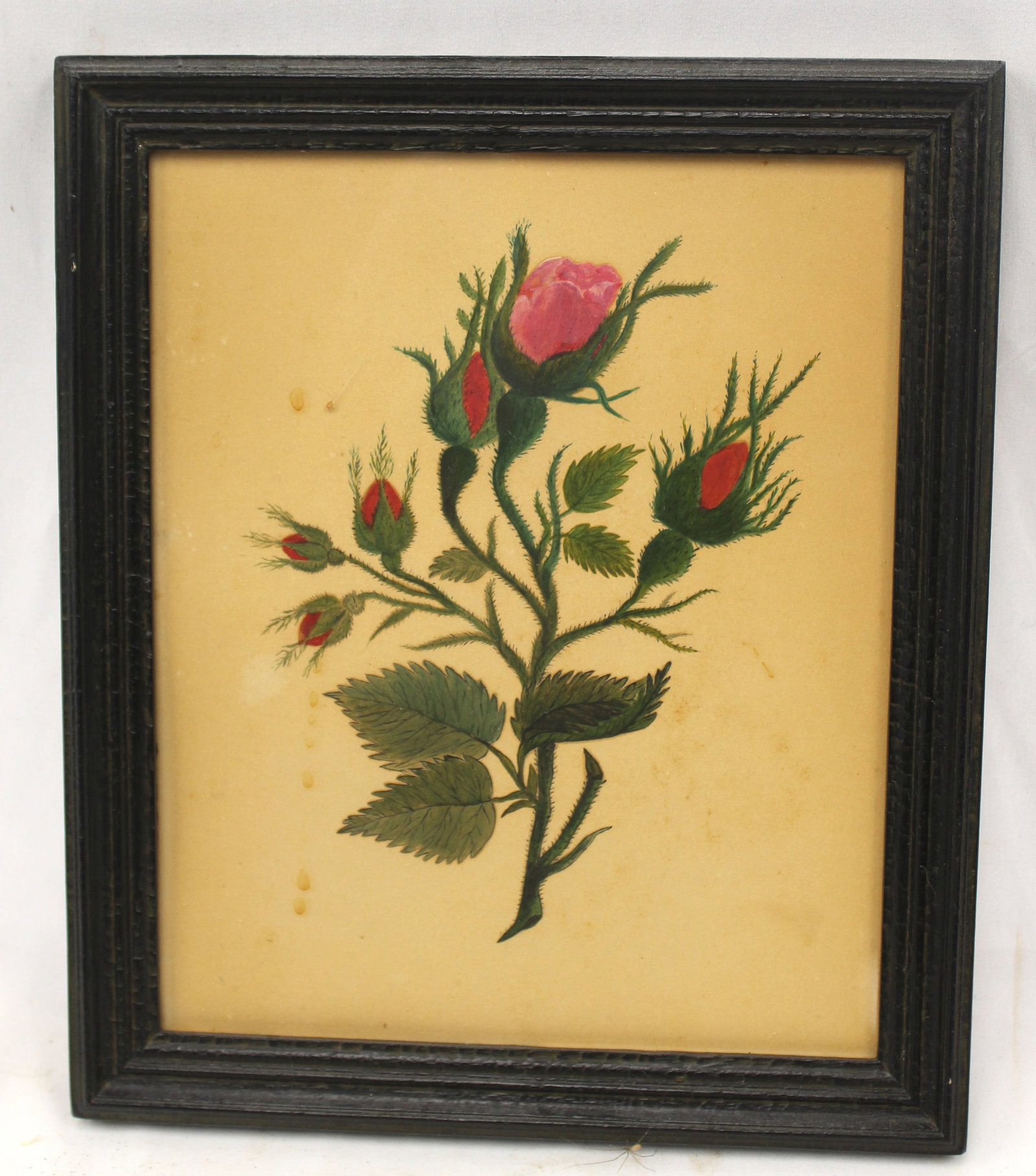 Antique watercolor of roses - overall framed size 9 1/2"x8": Antique watercolor of roses - overall framed size 9 1/2"x8"