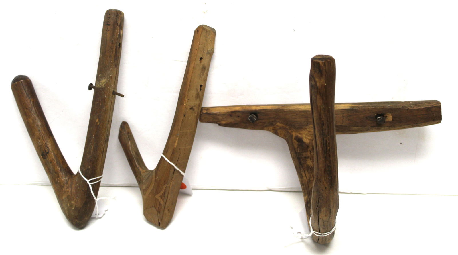 Lot of 3 antique wooden barn hooks: Lot of 3 antique wooden barn hooks