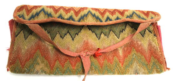 Wonderful antique flame stitch wallet - 4 1/4"x9"