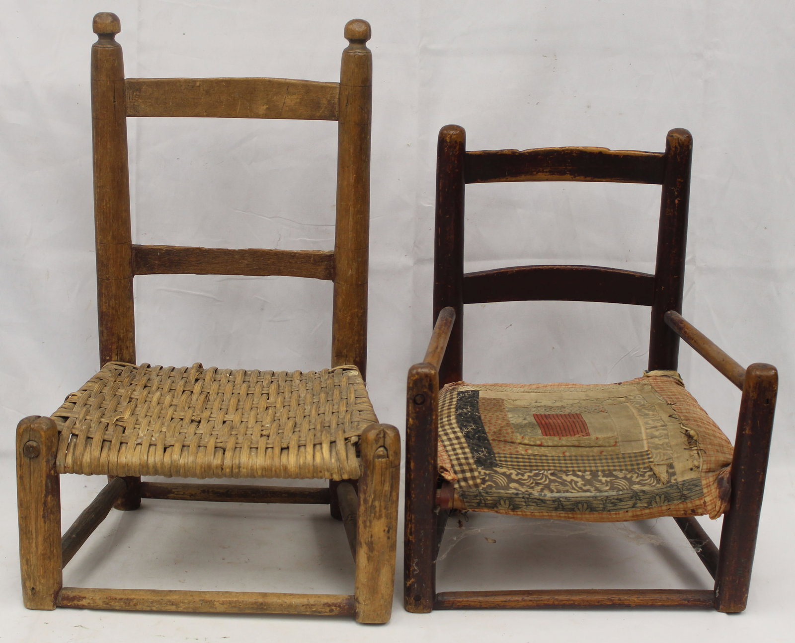 Lot of 2 antique ladderback children's chairs (1 of 7)