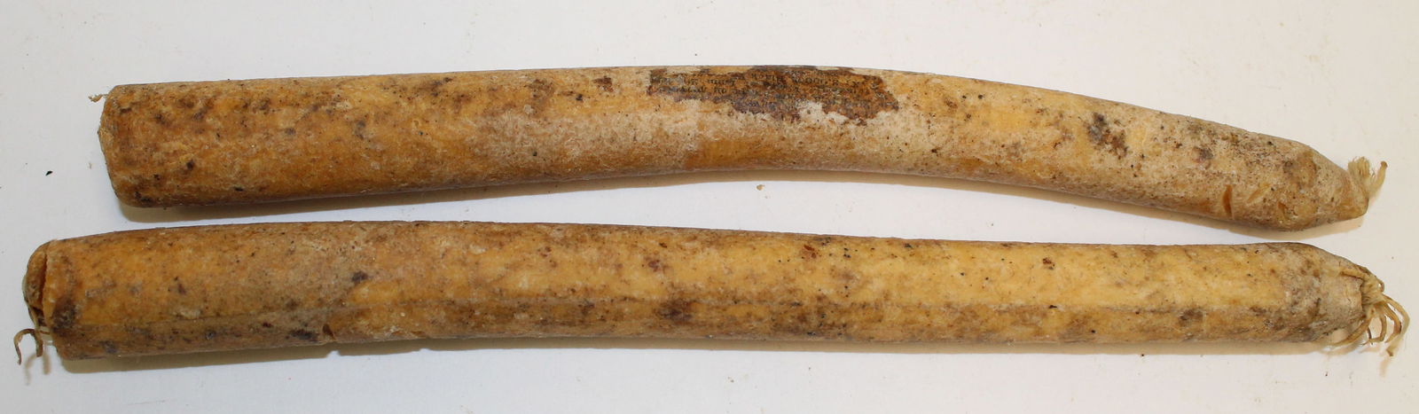 Lot of 2 antique tallow candles - 8 3/4": Lot of 2 antique tallow candles - 8 3/4"