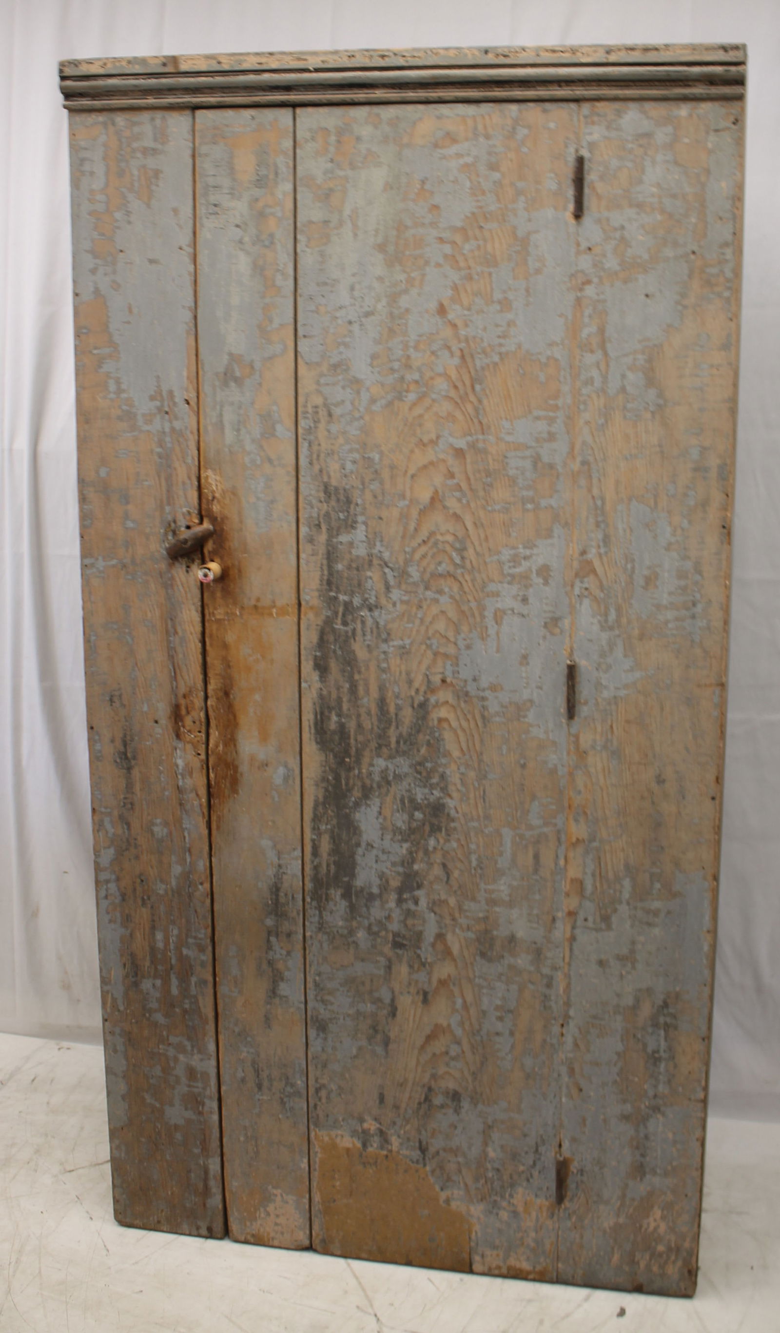 Antique 1 door cupboard in blue/gray paint - 71 1/2" tall x 37" wide x 15" deep (1 of 10)