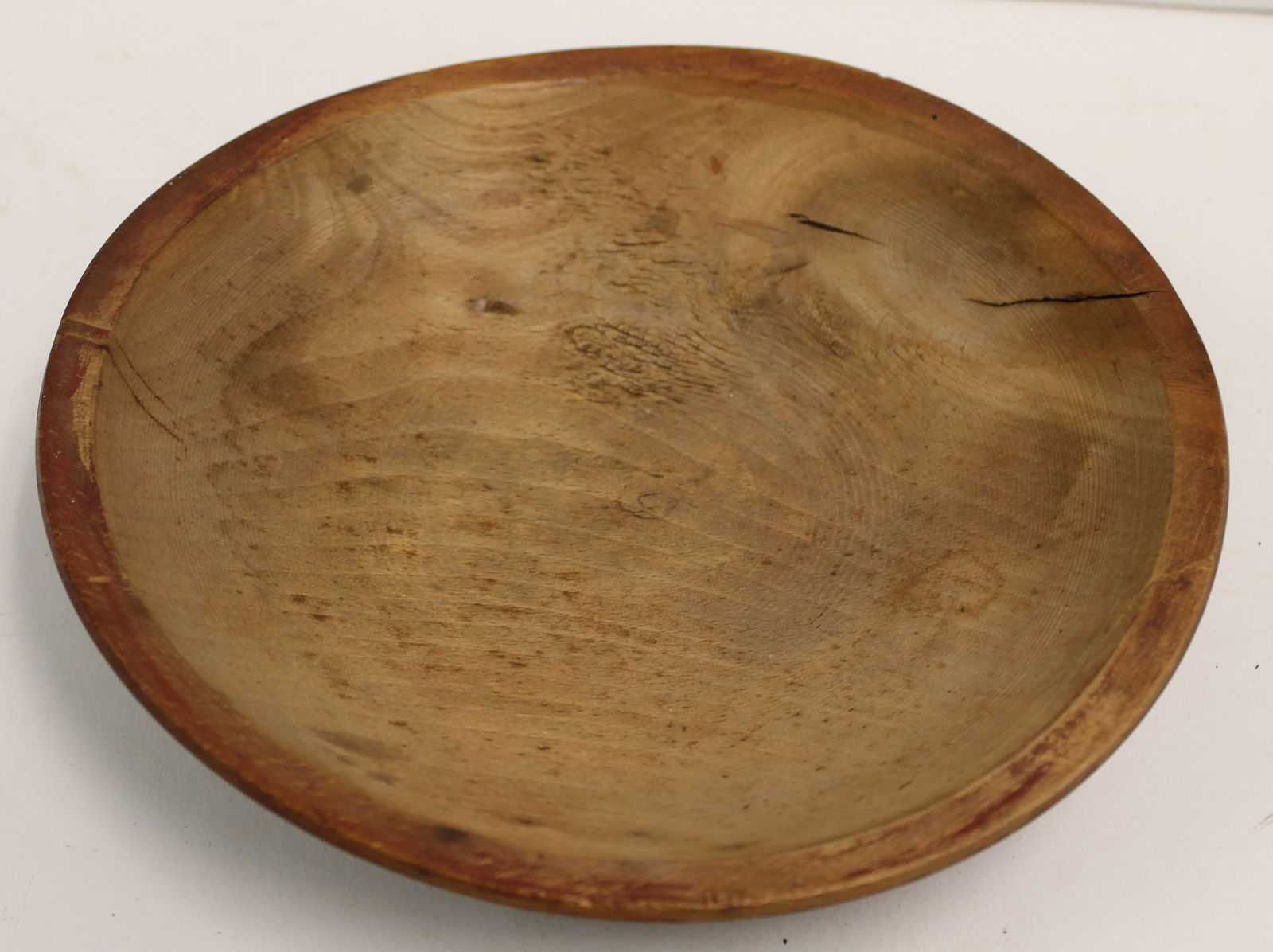 Antique small wooden bowl in red paint - 7 1/4" diam (1 of 5)