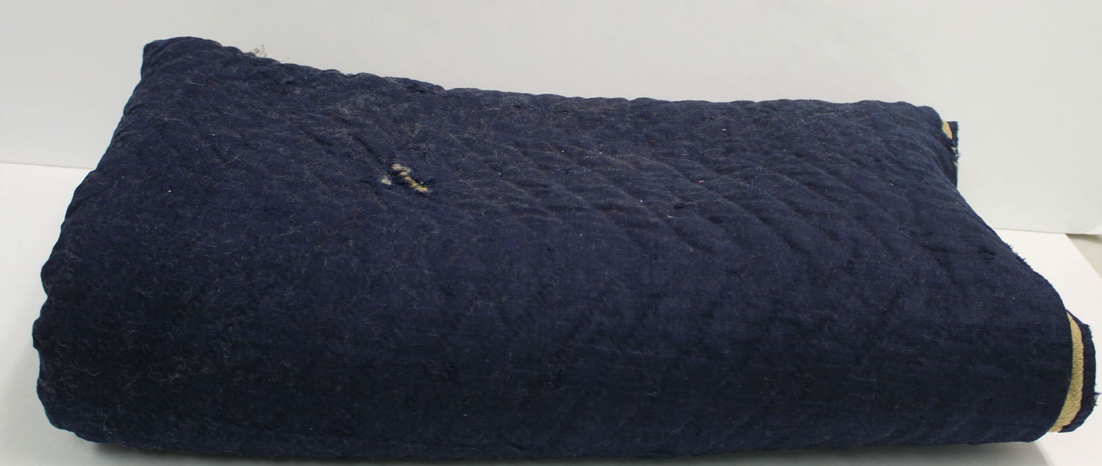 Antique Linsey Woolsey quilt in navy & tan - as found - approx 84"x89" (1 of 9)