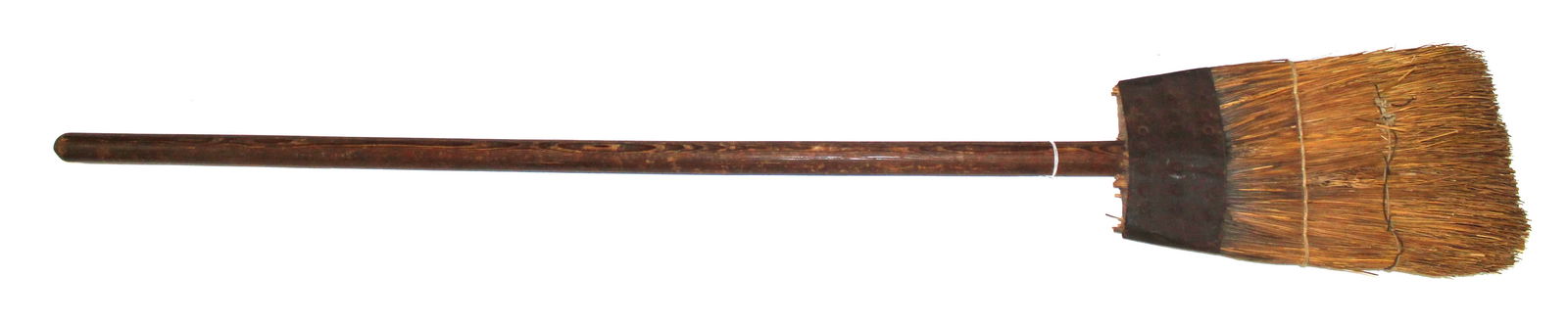 Antique broom w tin banding - 51" tall (1 of 5)
