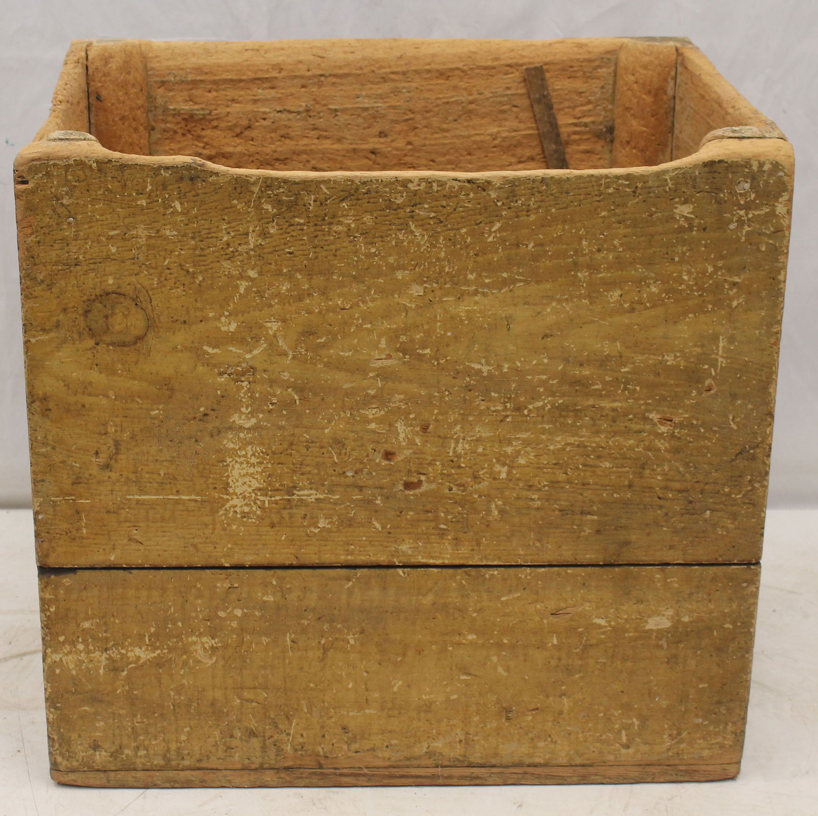 Antique wood bin in mustard paint - 22 1/2" tall x 24" wide x 17 1/2" deep (1 of 4)