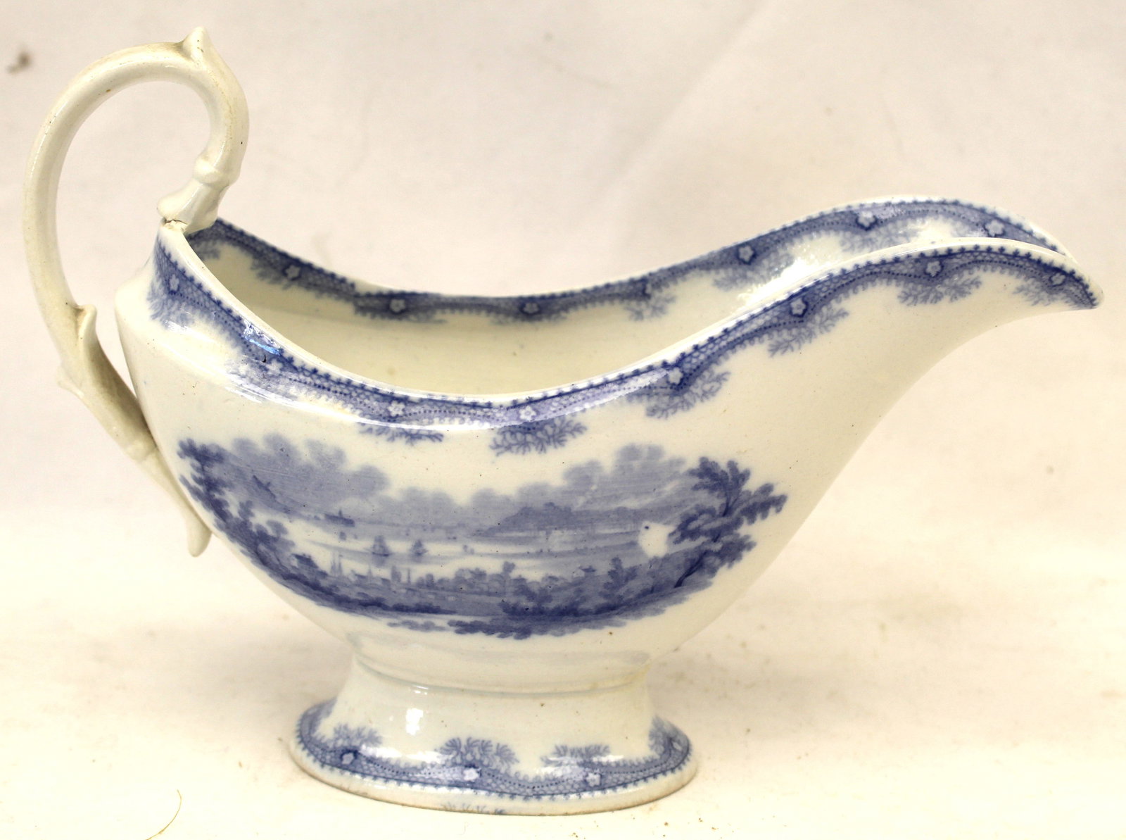 Light Blue Historical American Scenery gravy boat "Narrows From Staten Island" by William Ridgway - (1 of 6)