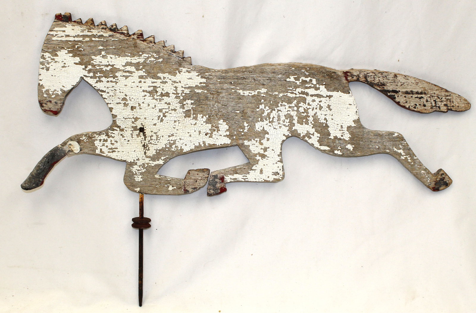 Folk Art carved wooden & painted white running horse weathervane - 29" long x 18 1/2" tall (1 of 7)