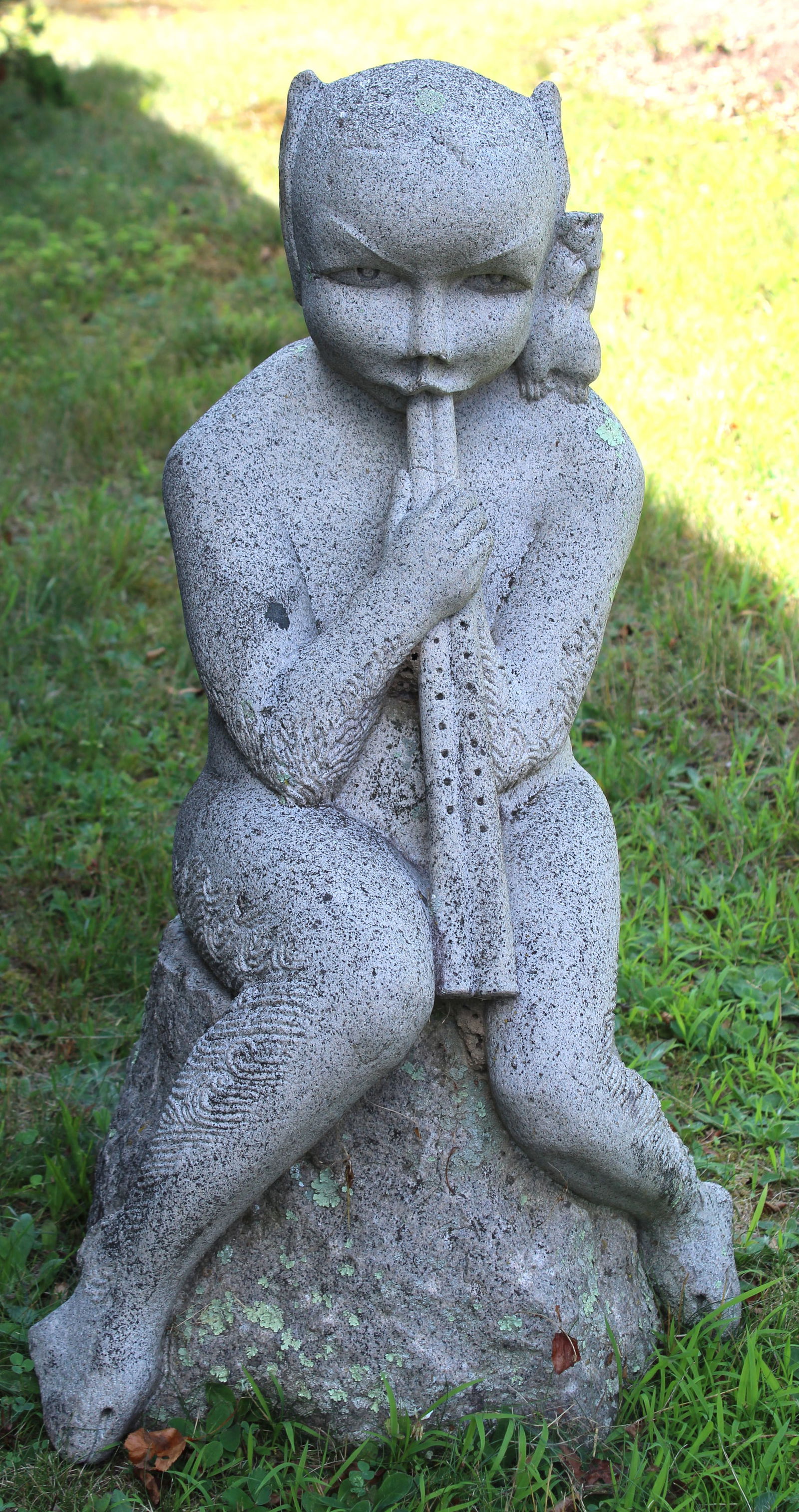 Wonderful antique carved stone garden figure of Pan from the Westerly, RI estate (1 of 7)