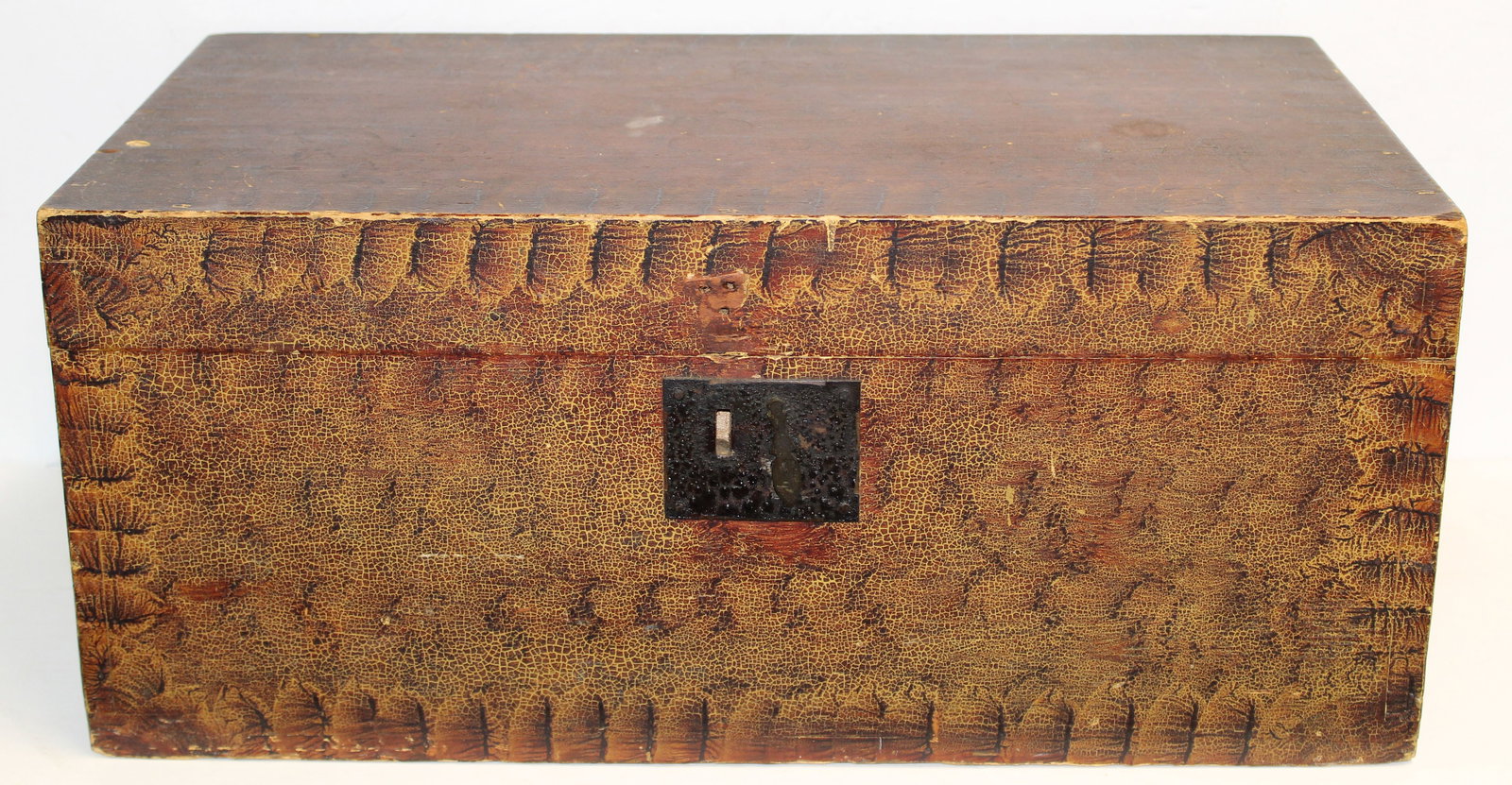 Antique grain painted box - 8 1/2" tall x 19 3/4" wide x 11" deep (1 of 6)