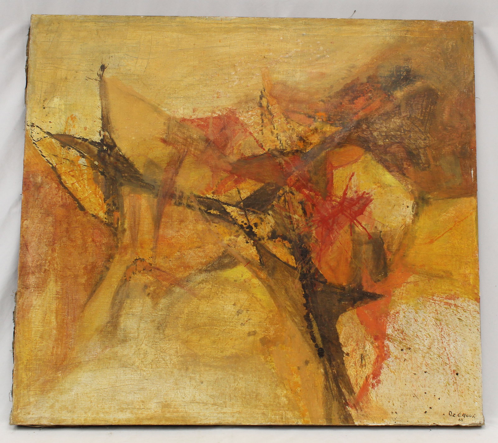 Mid Century Modern o/c abstract painting by Jack Ozegovic dated 1963 - 37"x42" (1 of 7)