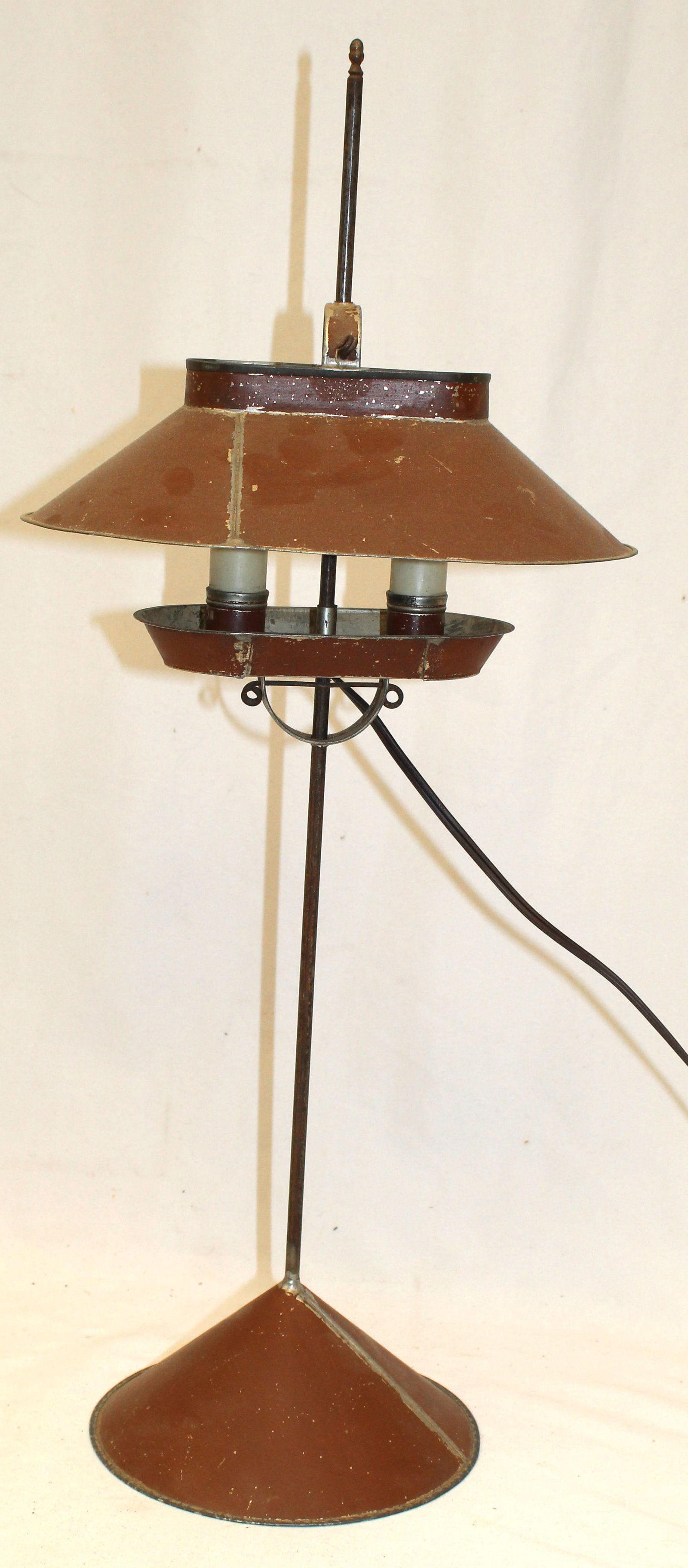 Toleware adjustable lamp in red - electrified - 24" tall: Toleware adjustable lamp in red - electrified - 24" tall