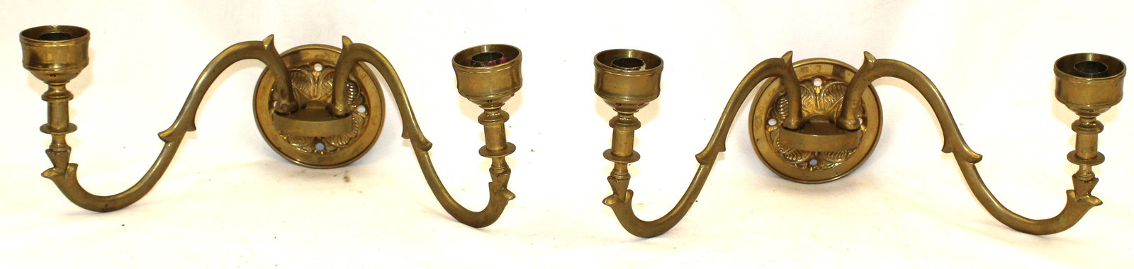 Pr of antique brass wall candle sconces (1 of 10)