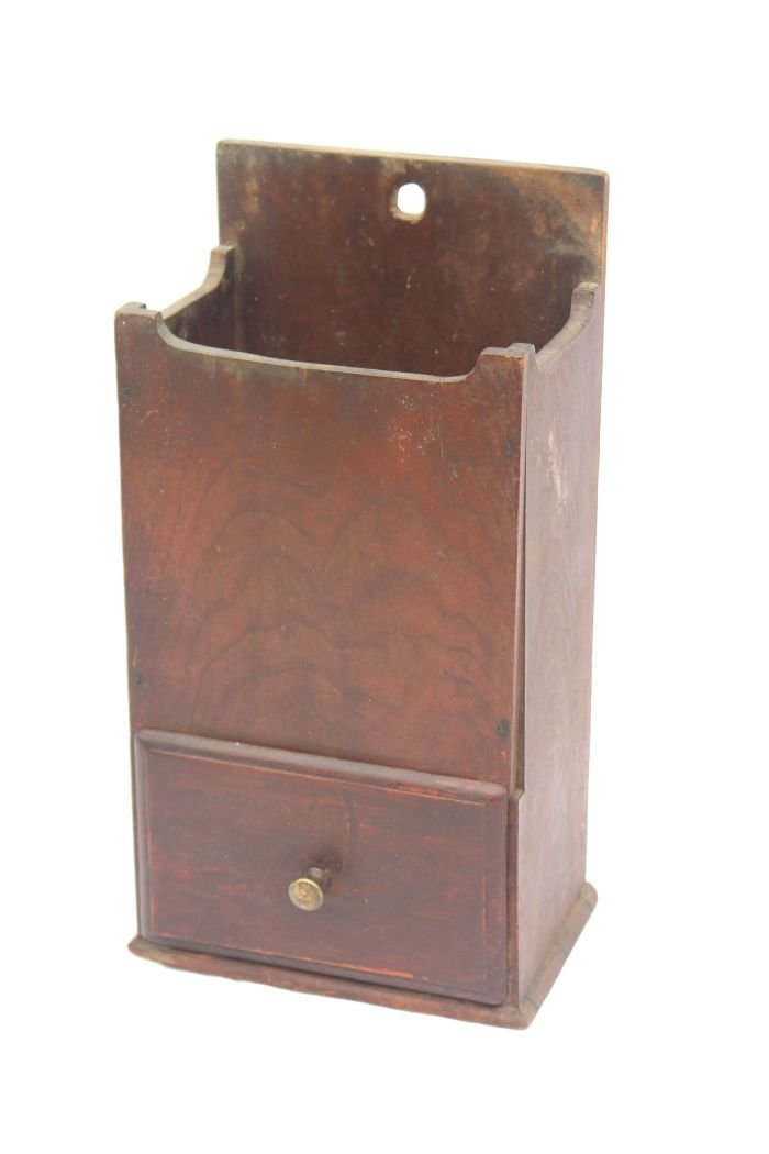 antique Rhode Island pipe box in cherry w old red : antique Rhode Island pipe box in cherry w old red stain finish - 11" tall x 5 3/4" wide x 3 3/4" deep
