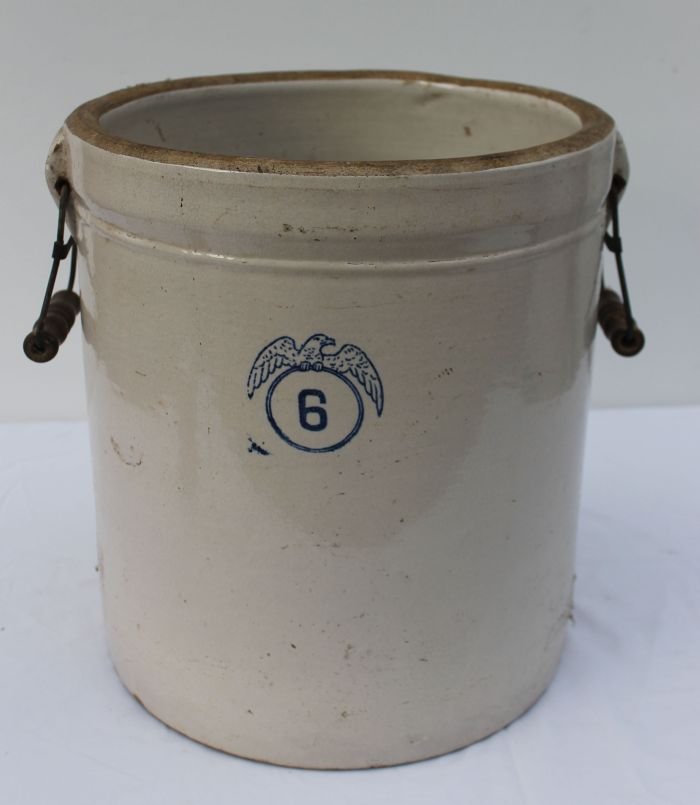 381 antique 6 gallon stoneware crock w 2 handles & cob Nov 17, 2012
