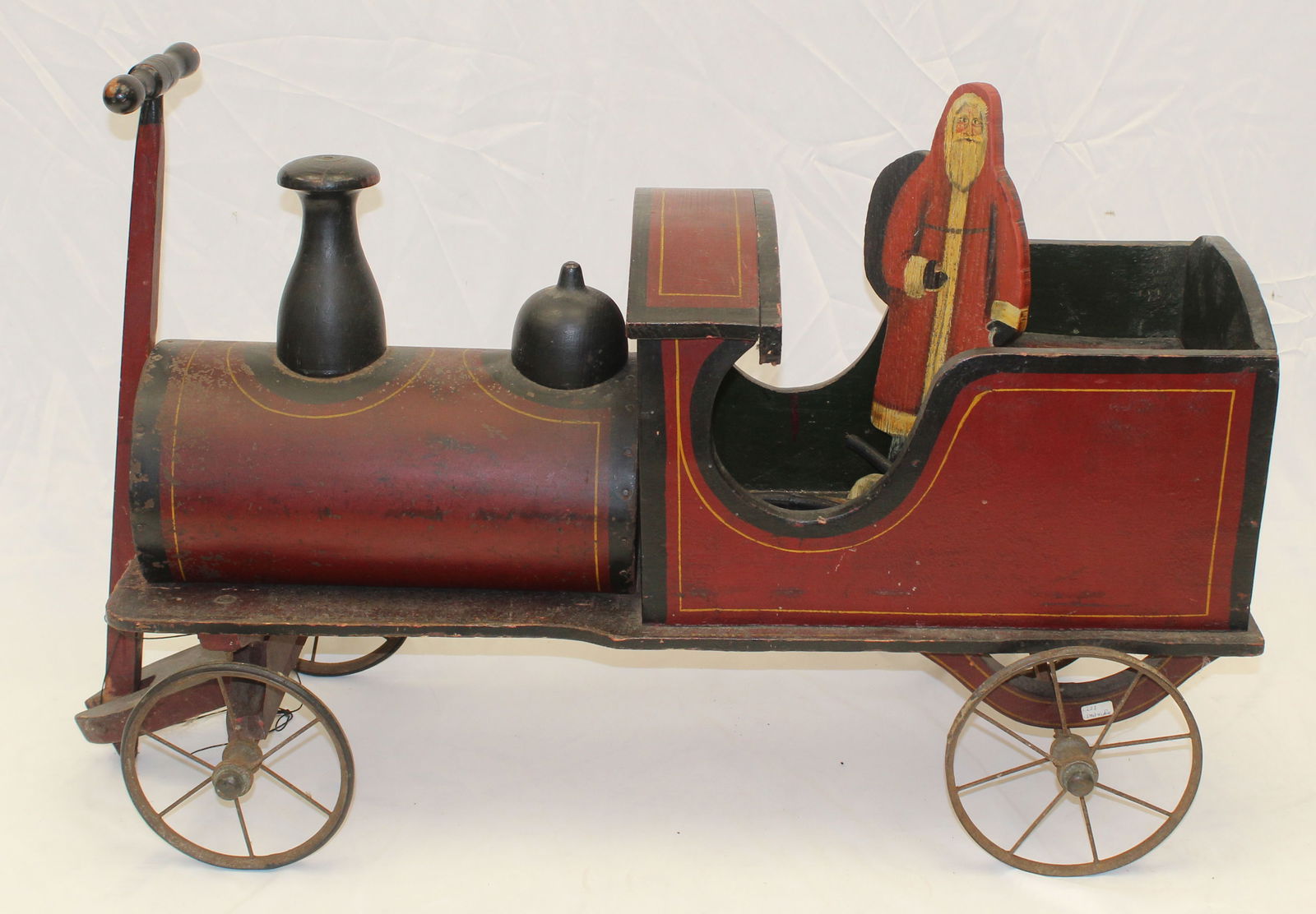 Antique wooden painted child's ride 'em/ pull toy train - approx 20" tall x 40" long x 13 1/2" wide (1 of 4)