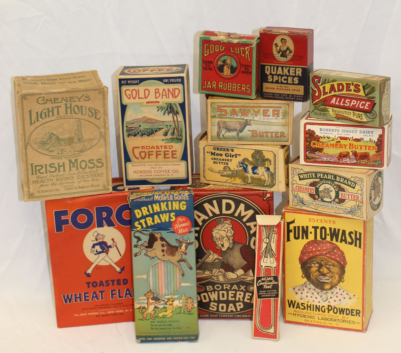 Lot of vintage cardboard food advertising boxes: Lot of vintage cardboard food advertising boxes