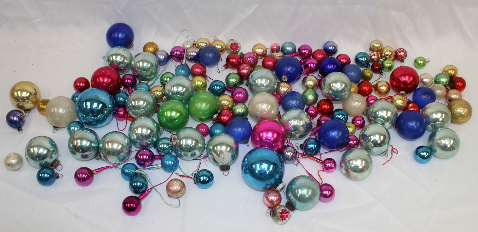 Large lot of mini/small mostly German glass multi colored ornaments: Large lot of mini/small mostly German glass multi colored ornaments