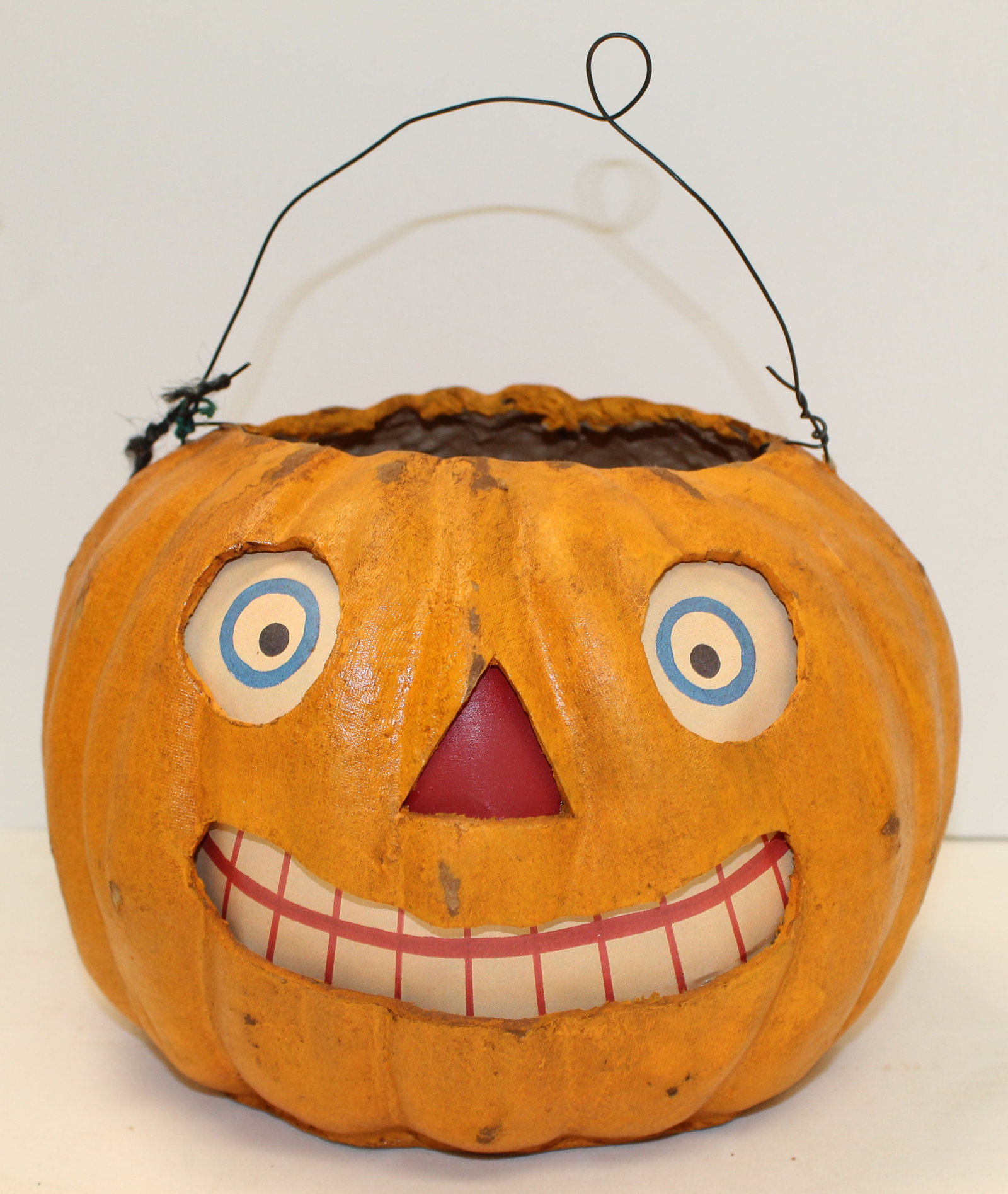 Halloween Jack-o-Lantern in orange paint decoration by Jamieson Studios Canton, Ohio - approx 9": Halloween Jack-o-Lantern in orange paint decoration by Jamieson Studios Canton, Ohio - approx 9" diam x 7" tall