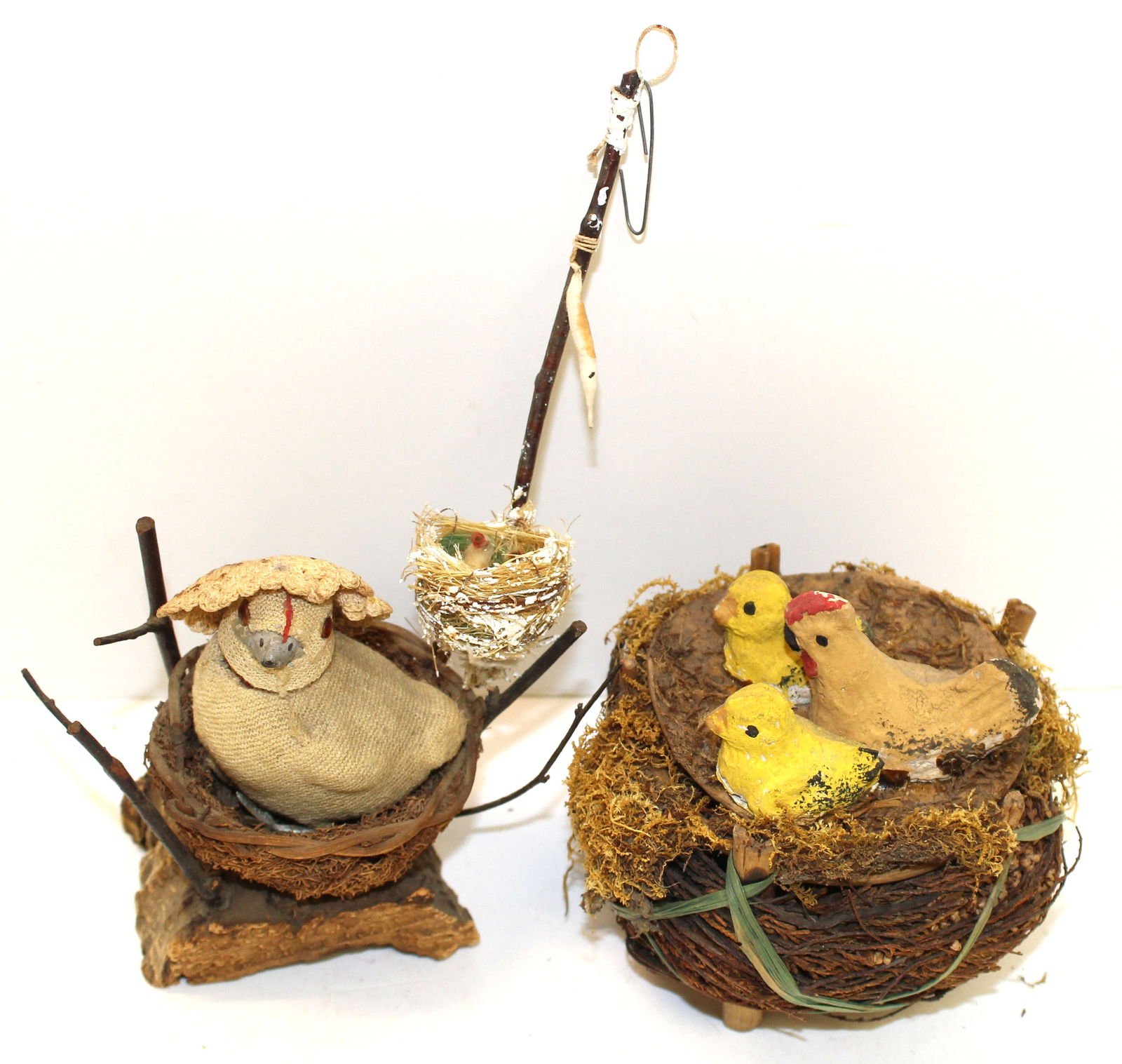 Lot of 3 Easter decorations - incl chicks in nests candy containers & and ornament (1 of 8)