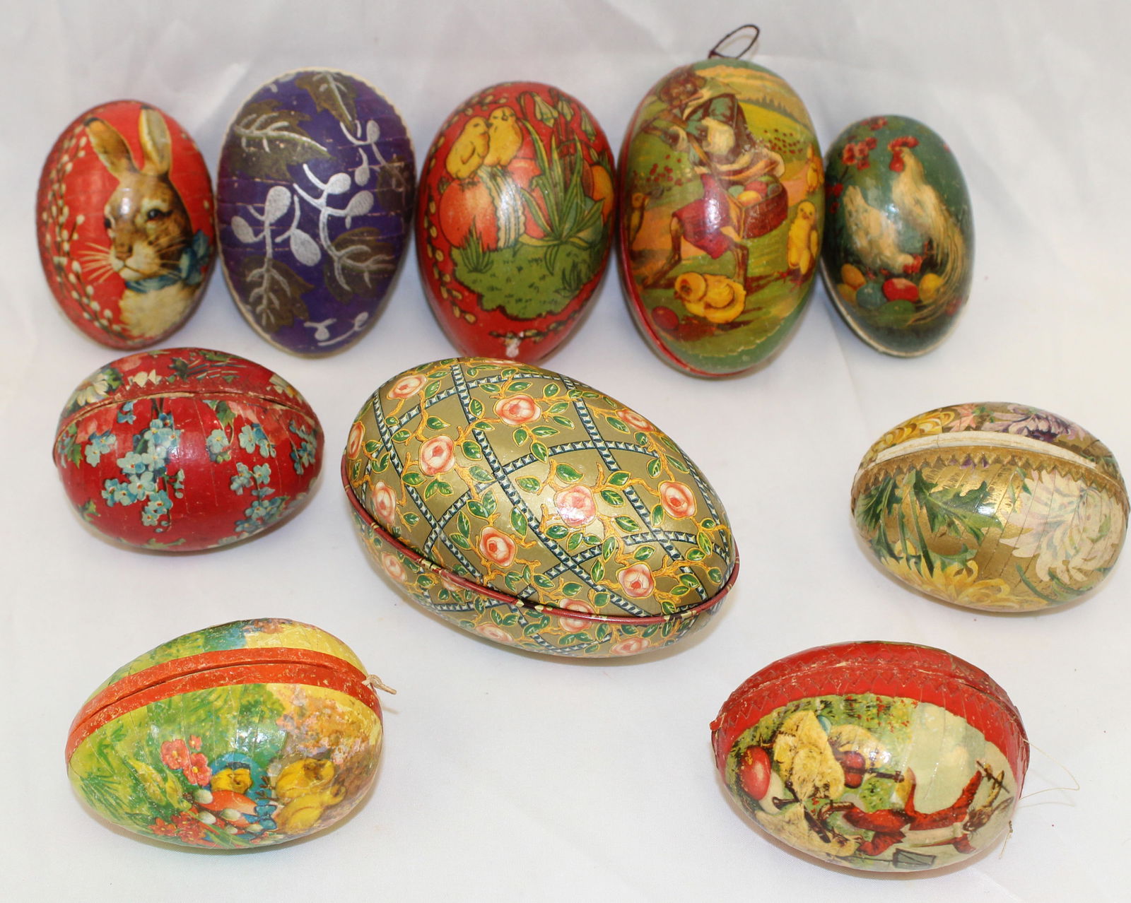 Lot of 10 vintage papier mache small sized Easter eggs (1 of 8)