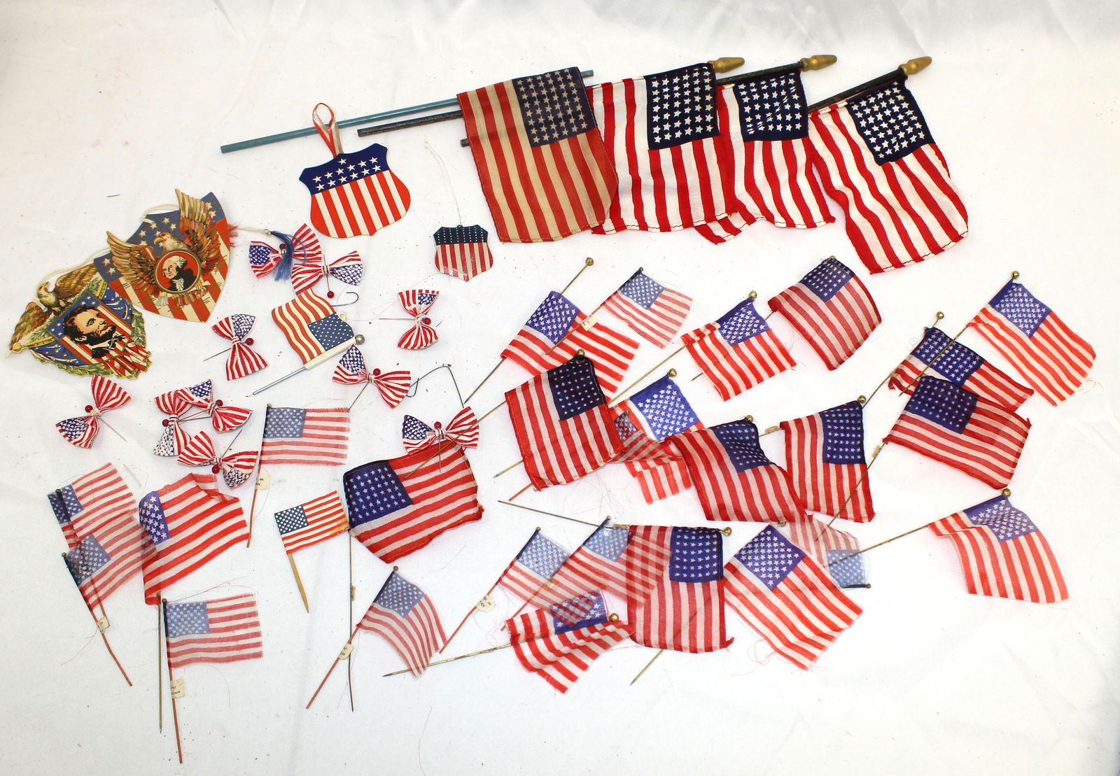 Lot of Patriotic American flags, Abraham Lincoln Tally Cards, lapel pins, etc (1 of 8)