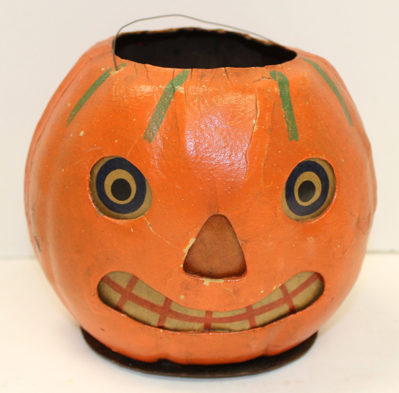 Halloween Jack-o-Lantern in orange paint decoration - 6" diam x 6" tall: Halloween Jack-o-Lantern in orange paint decoration - 6" diam x 6" tall