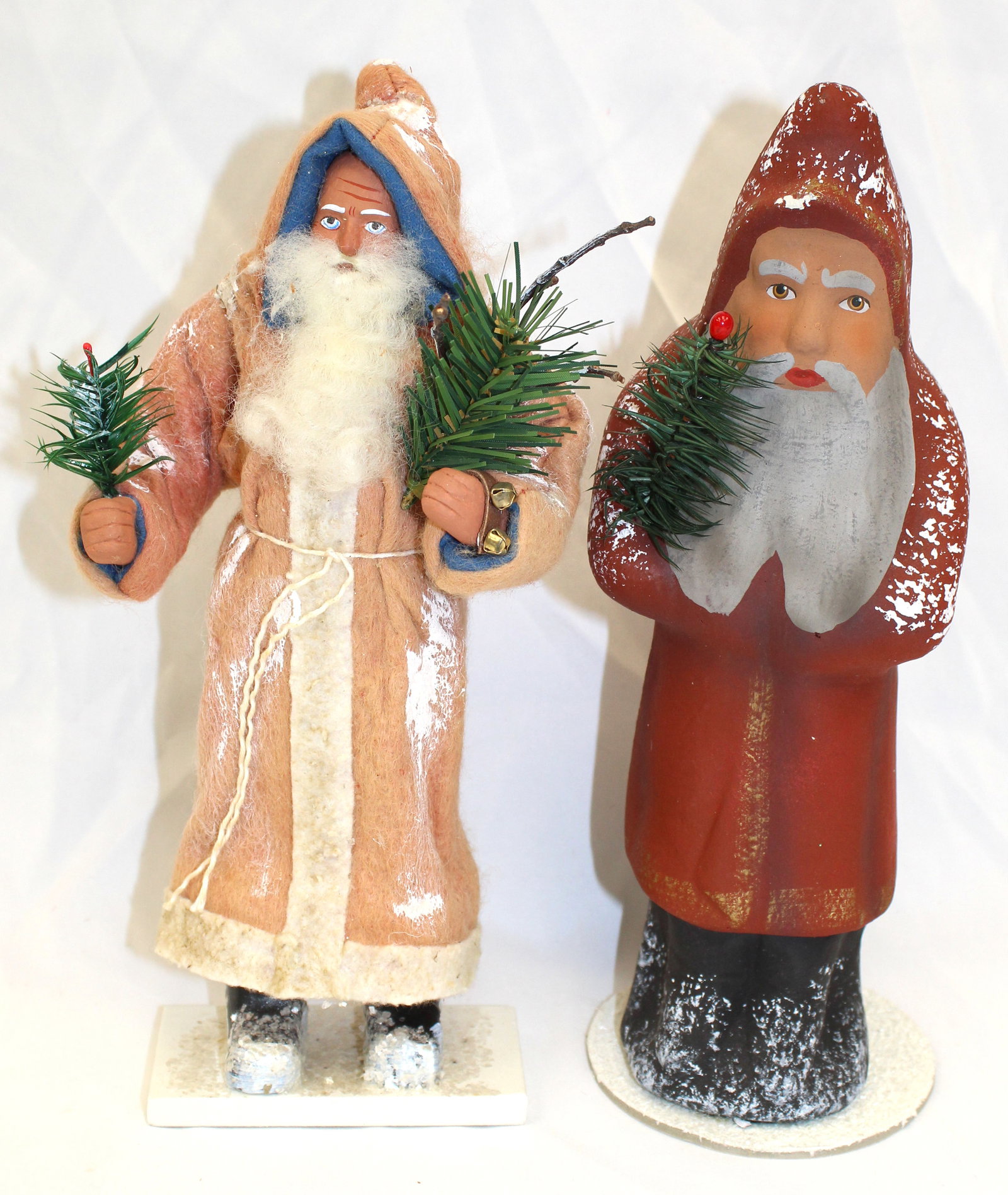 Lot of 2 artisan Santa's - 1 by Ino Schaller & the other by Twins Feather trees dated 1994 - approx (1 of 7)