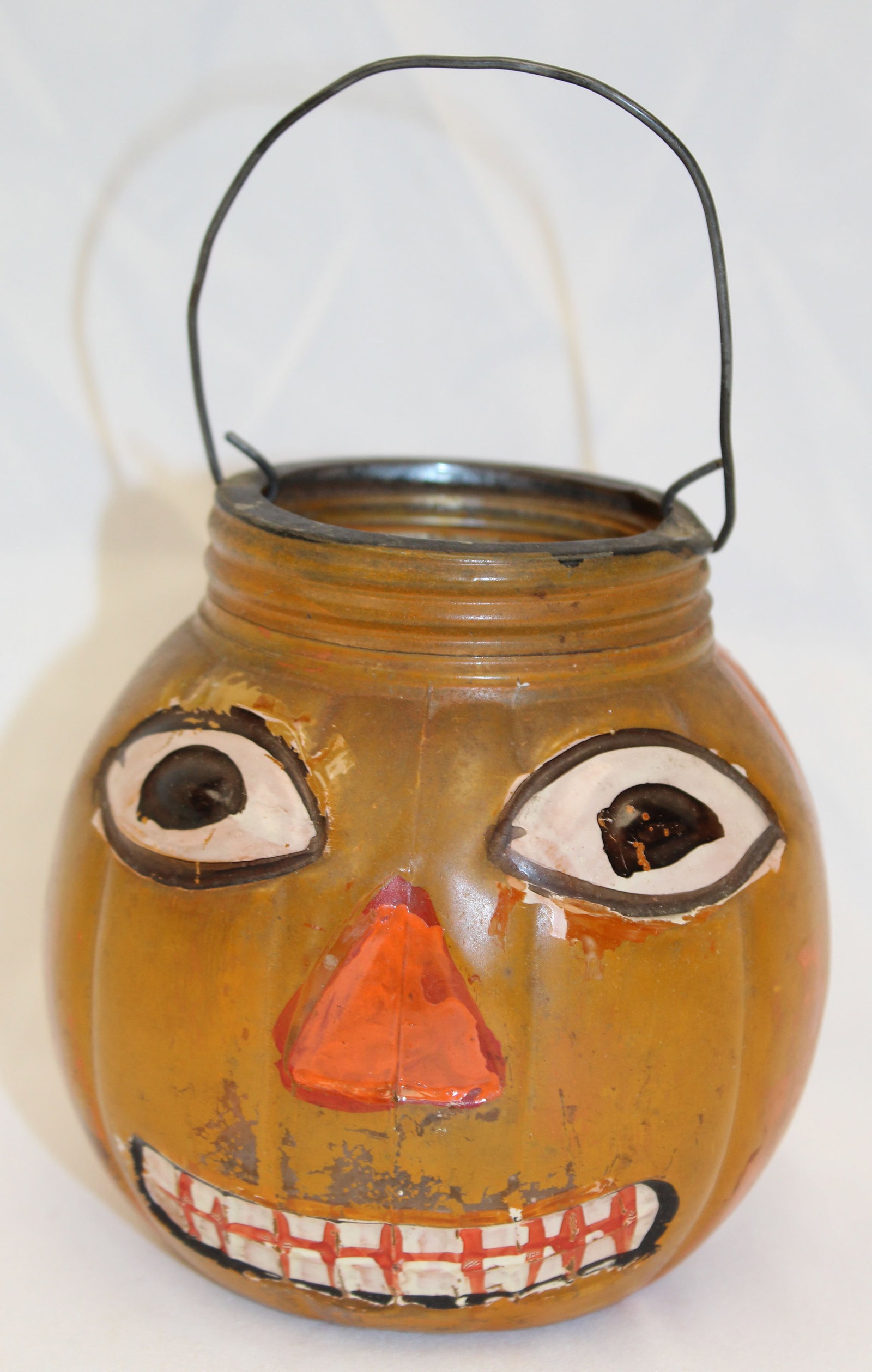 Glass paint decorated pumpkin lantern - 5" tall (1 of 4)
