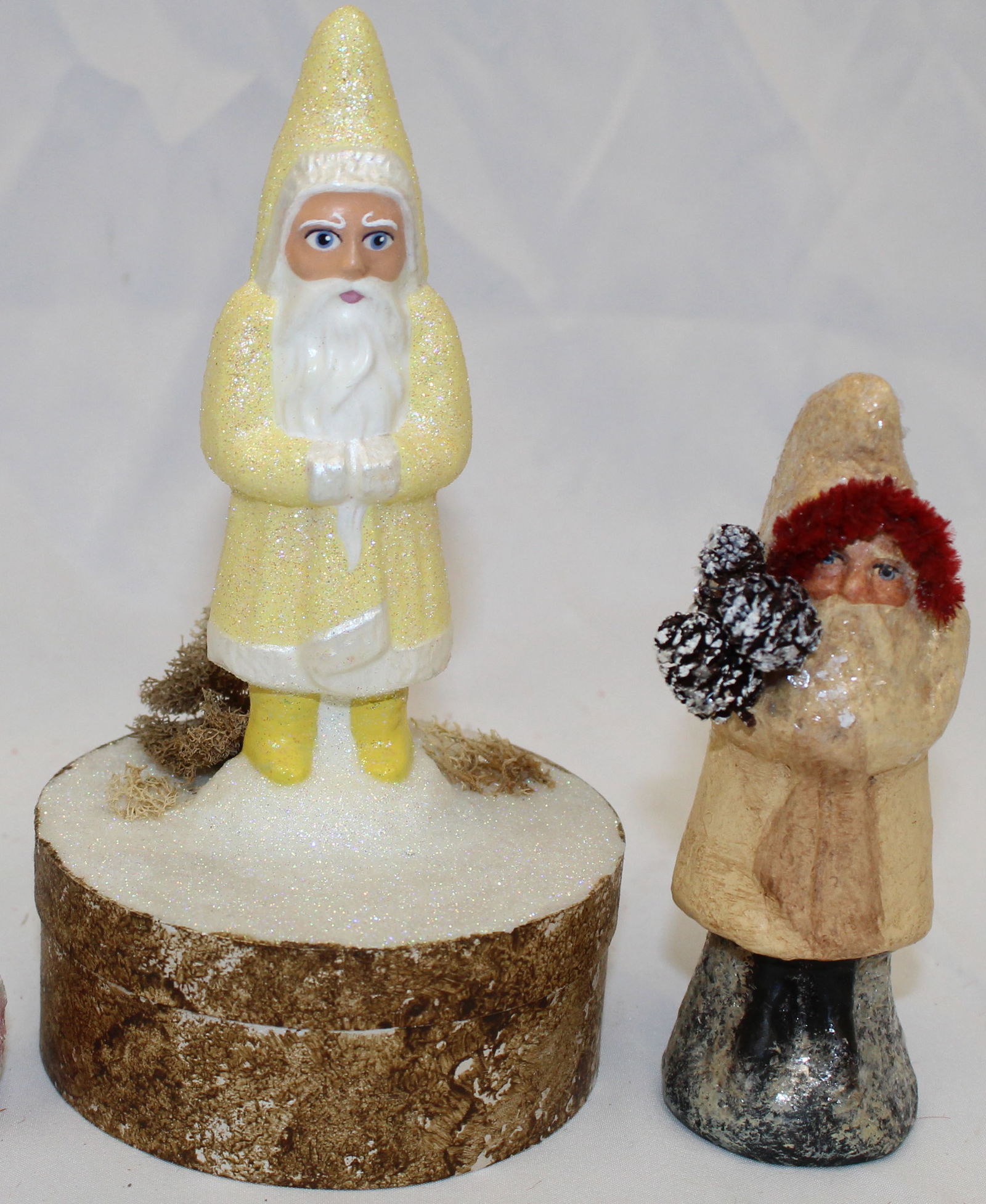 Lot of 2 artisan made signed & dated Christmas related items incl box w Santa figure on cover titles (1 of 7)