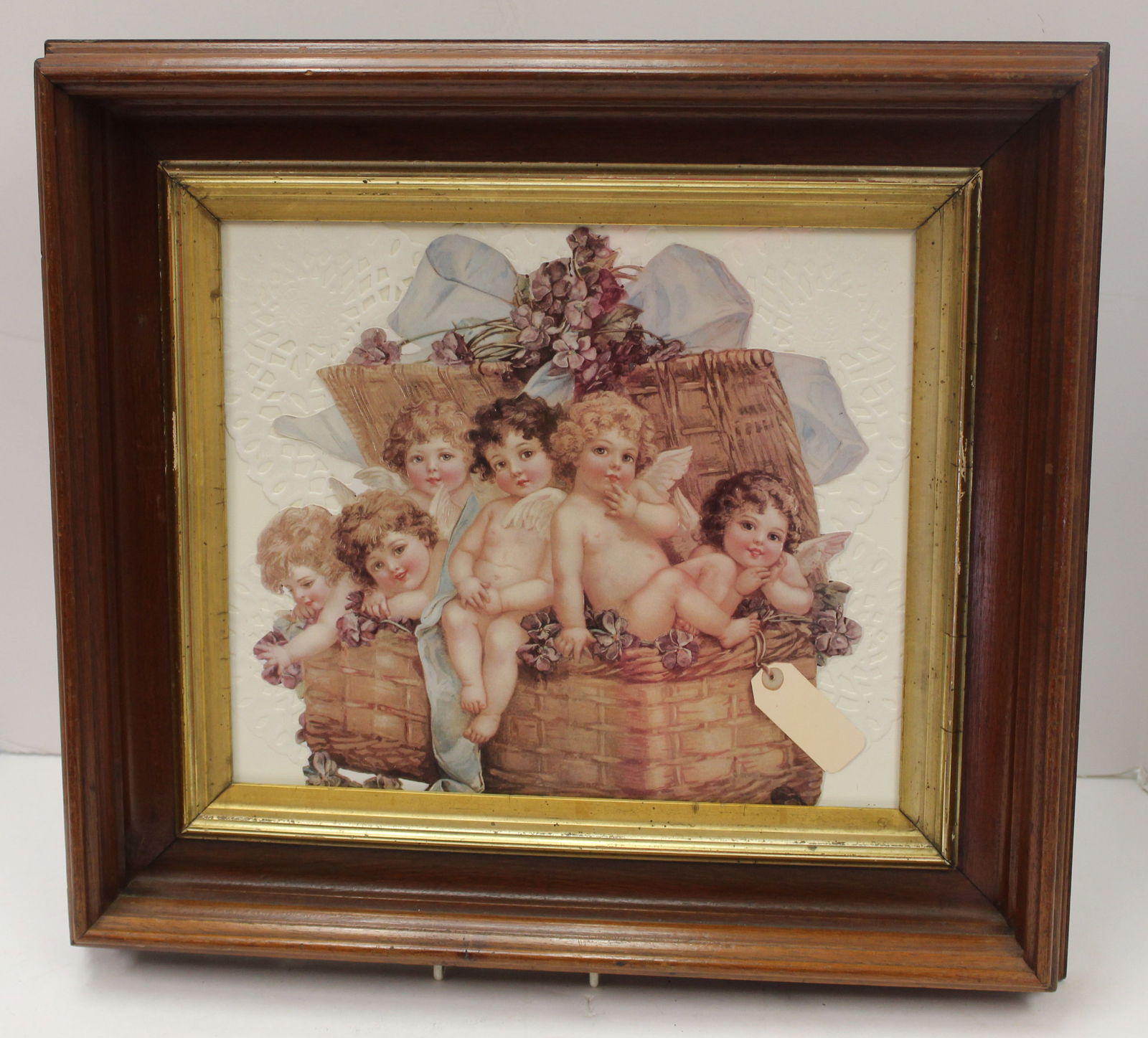 Vintage Valentine's Day framed lithoed decoration - overall framed size - 16"x18": Vintage Valentine's Day framed lithoed decoration - overall framed size - 16"x18"