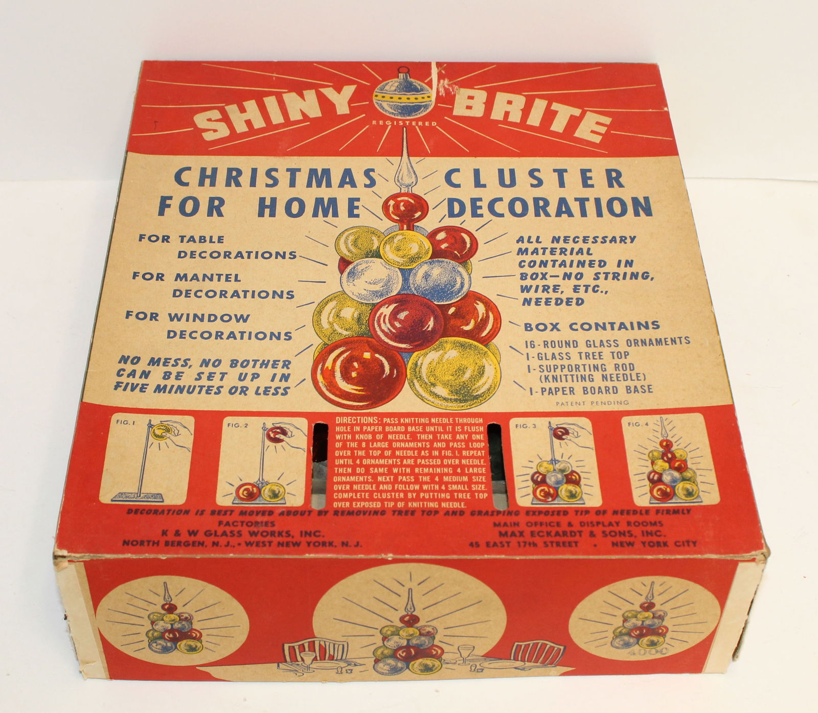 Lot of vintage Shiny Brite glass ornaments in orig box (1 of 6)