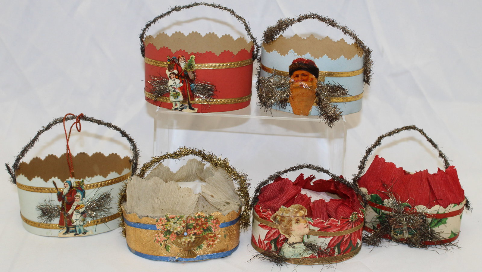Lot of 9 Victorian paper basket candy containers (1 of 4)