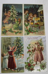 Lot of 4 antique Christmas motif postcards