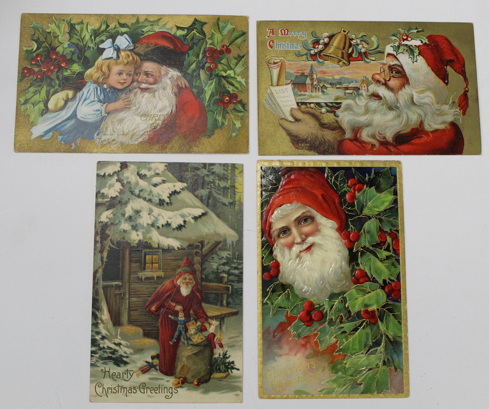 Lot of 4 antique Christmas motif postcards: Lot of 4 antique Christmas motif postcards
