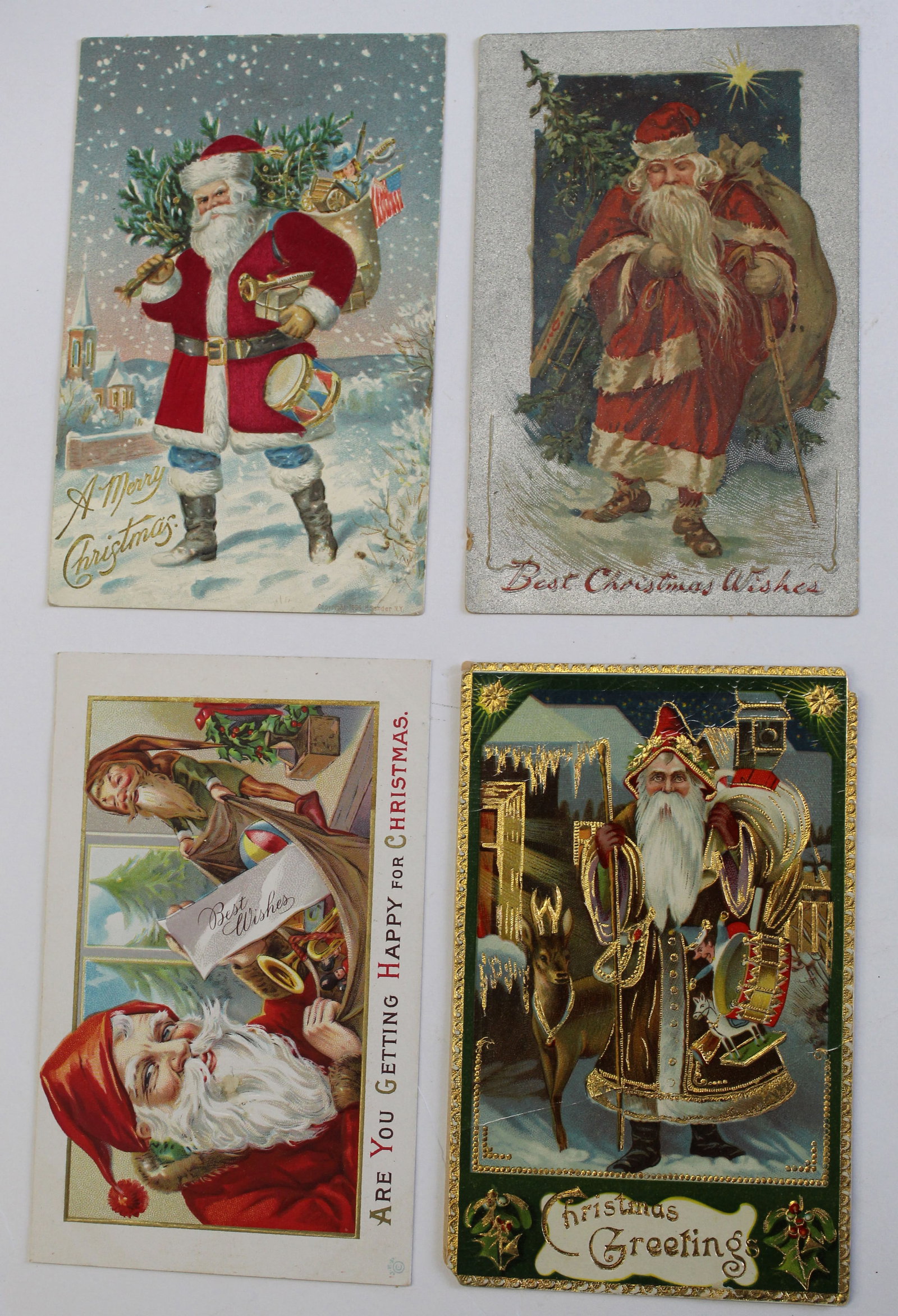 Lot of 4 antique Christmas motif postcards: Lot of 4 antique Christmas motif postcards