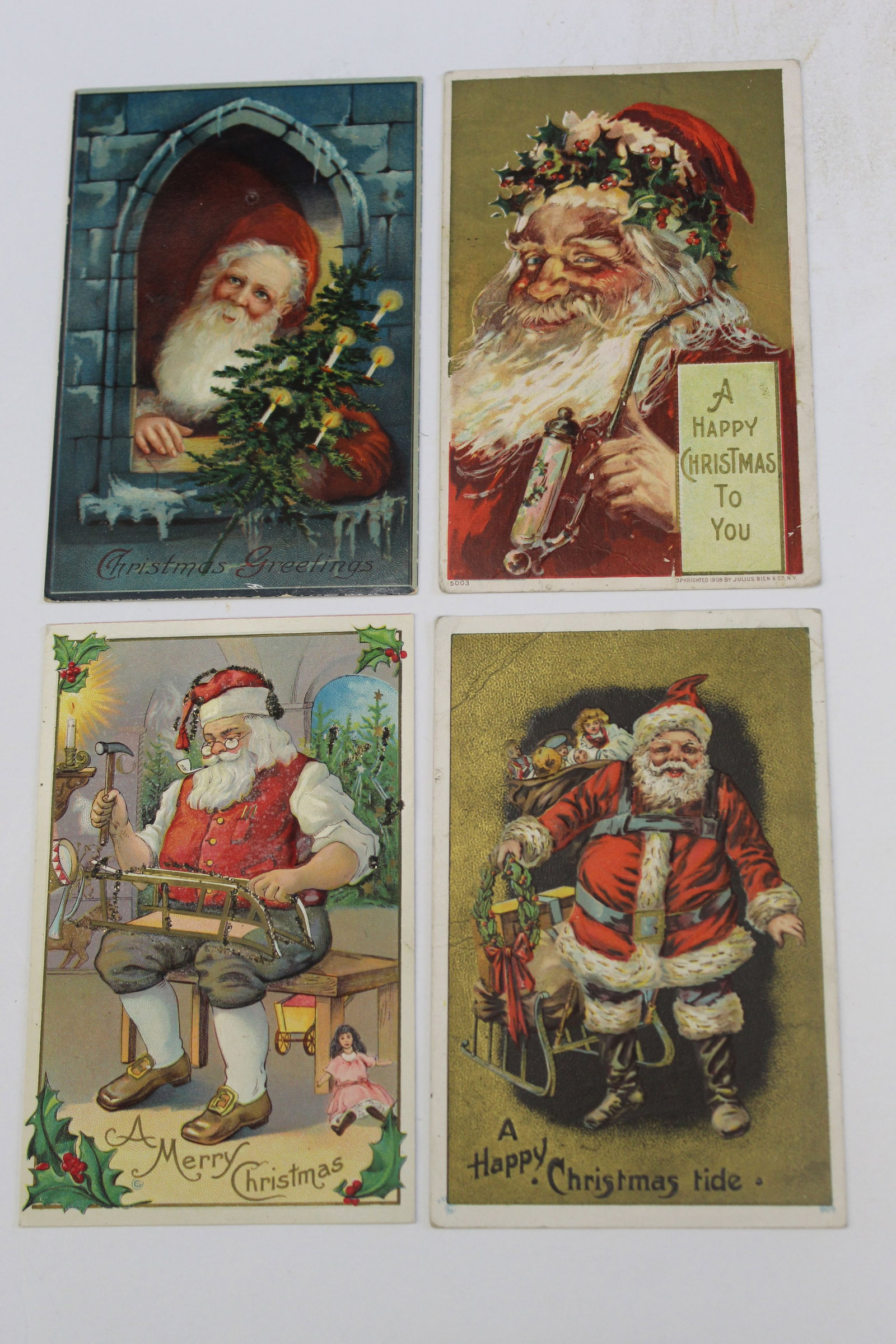 Lot of 4 antique Christmas motif postcards: Lot of 4 antique Christmas motif postcards