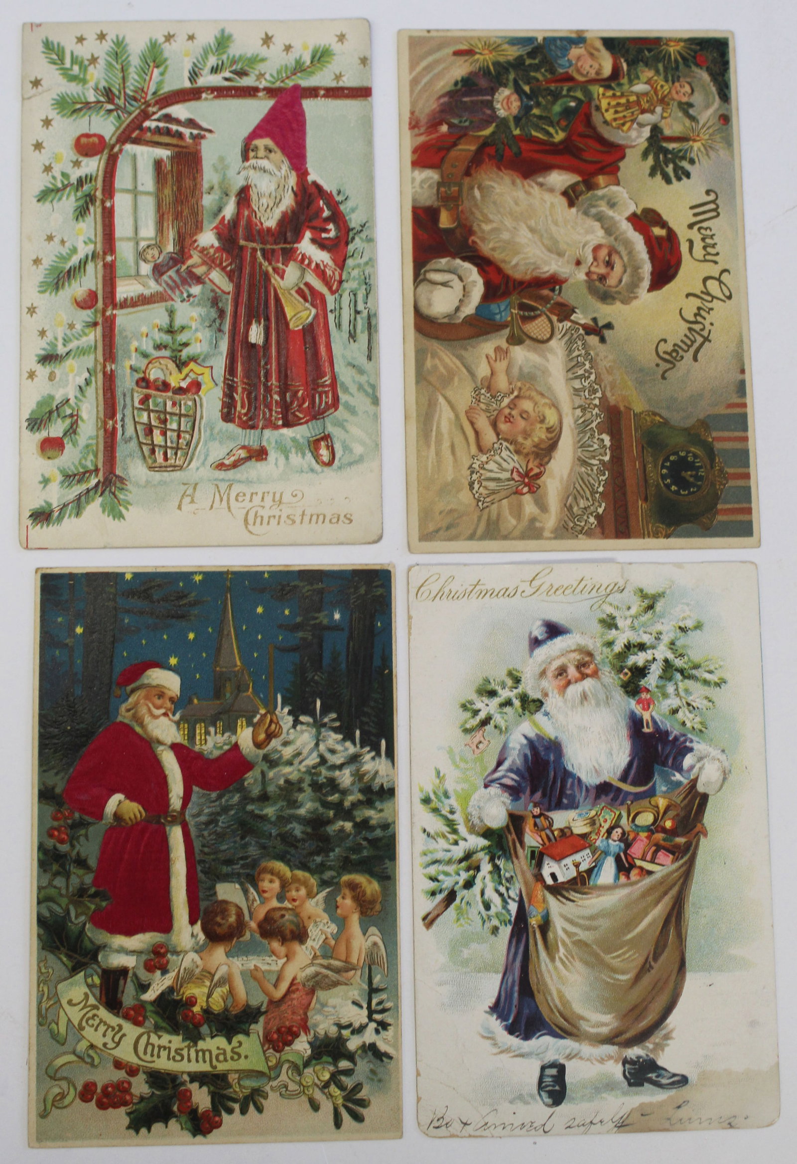 Lot of 4 antique Christmas motif postcards: Lot of 4 antique Christmas motif postcards