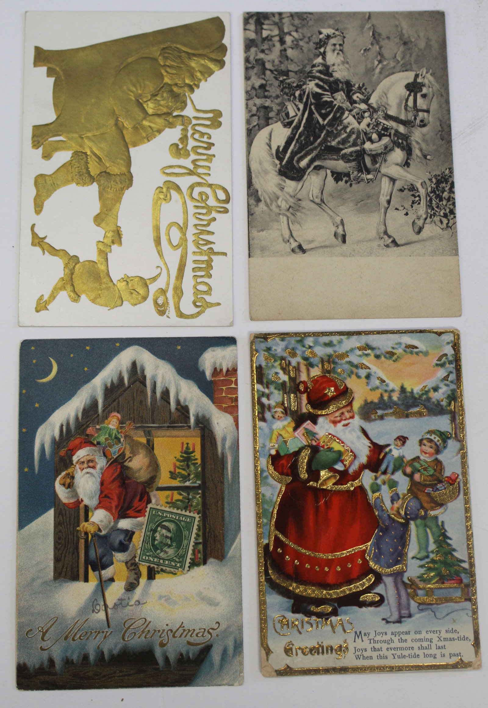Lot of 4 antique Christmas motif postcards: Lot of 4 antique Christmas motif postcards