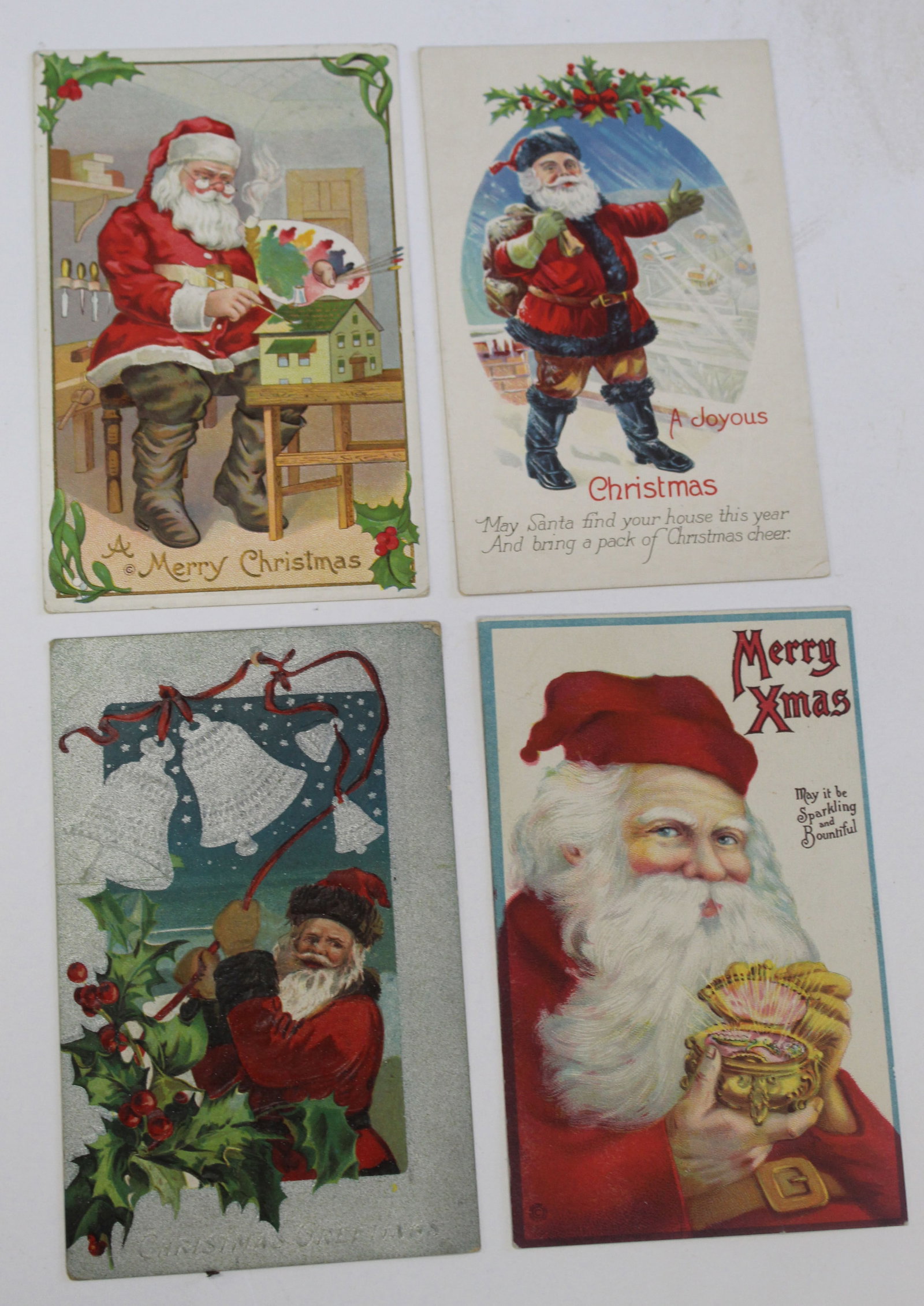 Lot of 4 antique Christmas motif postcards: Lot of 4 antique Christmas motif postcards