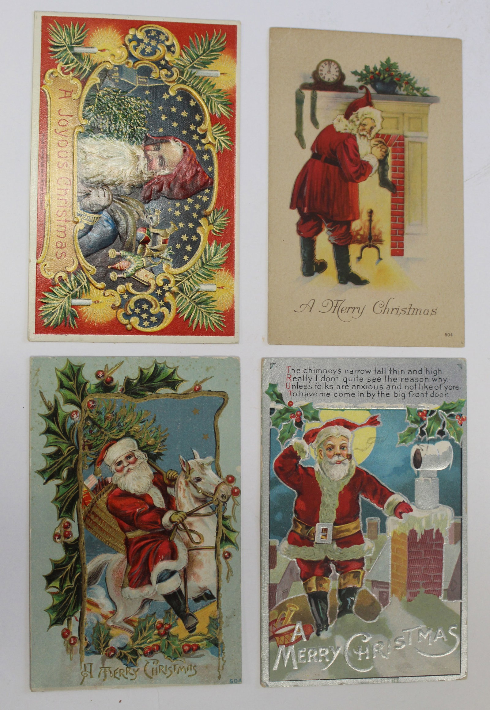 Lot of 4 antique Christmas motif postcards: Lot of 4 antique Christmas motif postcards