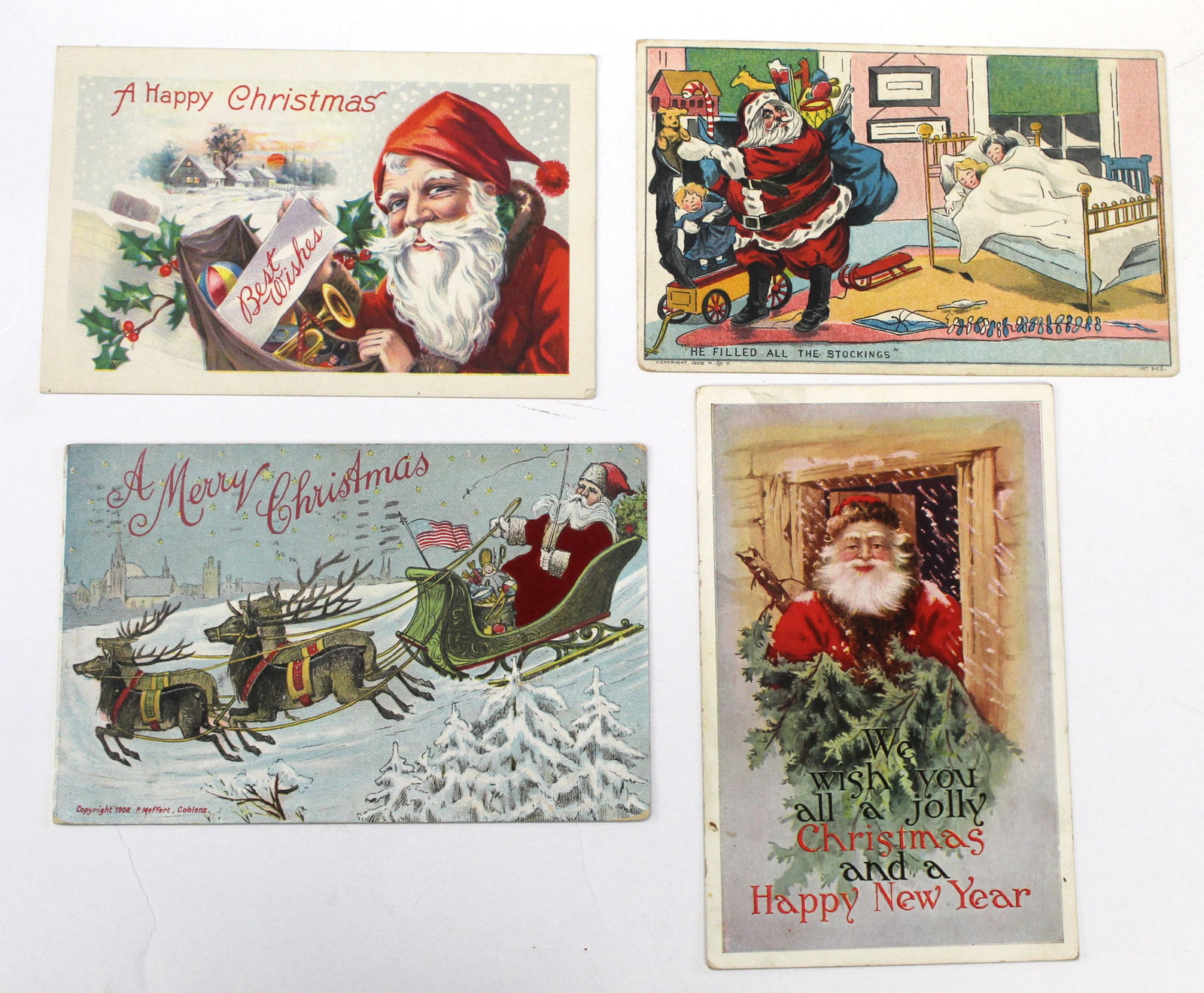 Lot of 4 antique Christmas motif postcards: Lot of 4 antique Christmas motif postcards