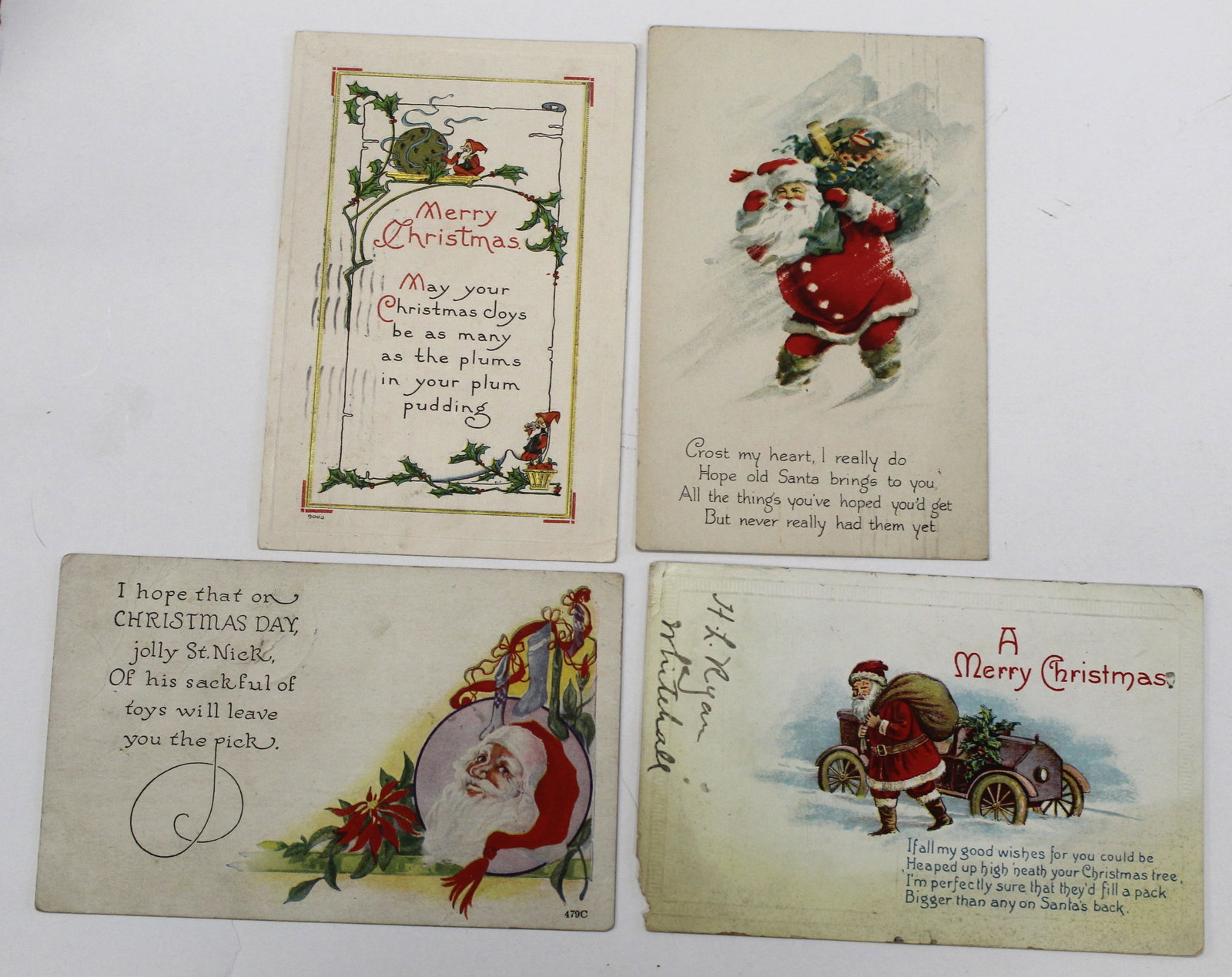Lot of 4 antique Christmas motif postcards: Lot of 4 antique Christmas motif postcards