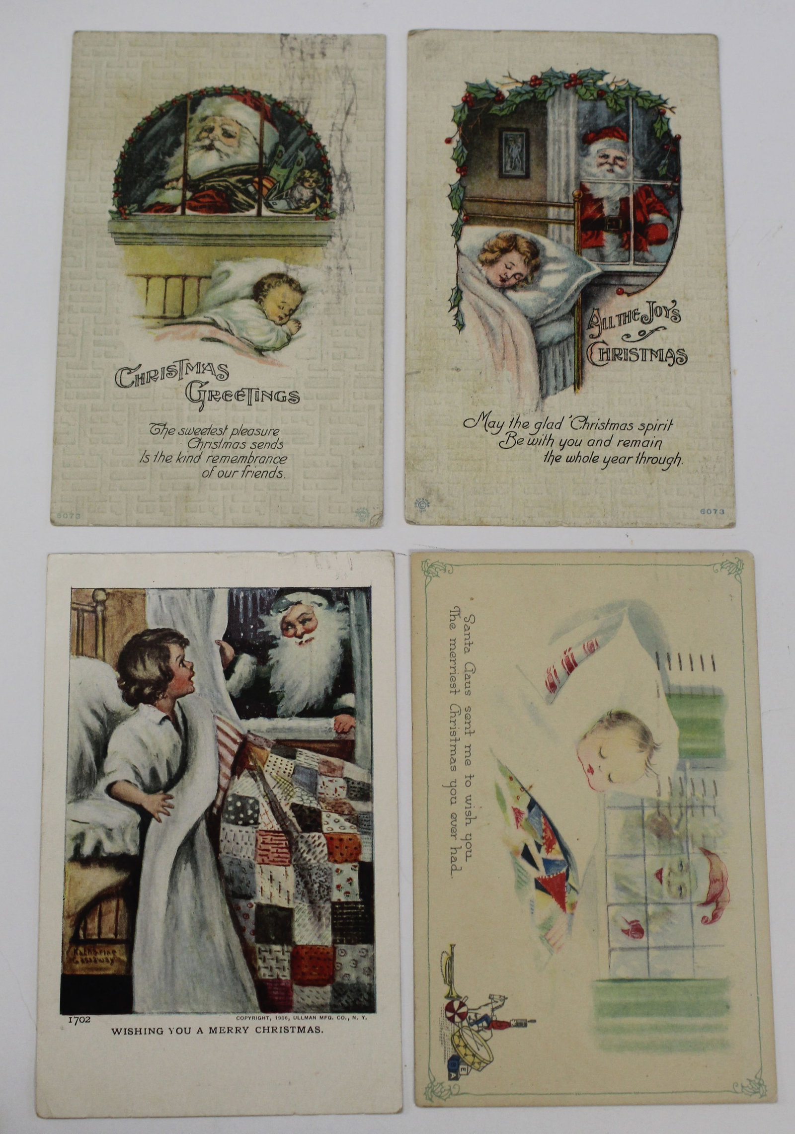 Lot of 4 antique Christmas motif postcards: Lot of 4 antique Christmas motif postcards