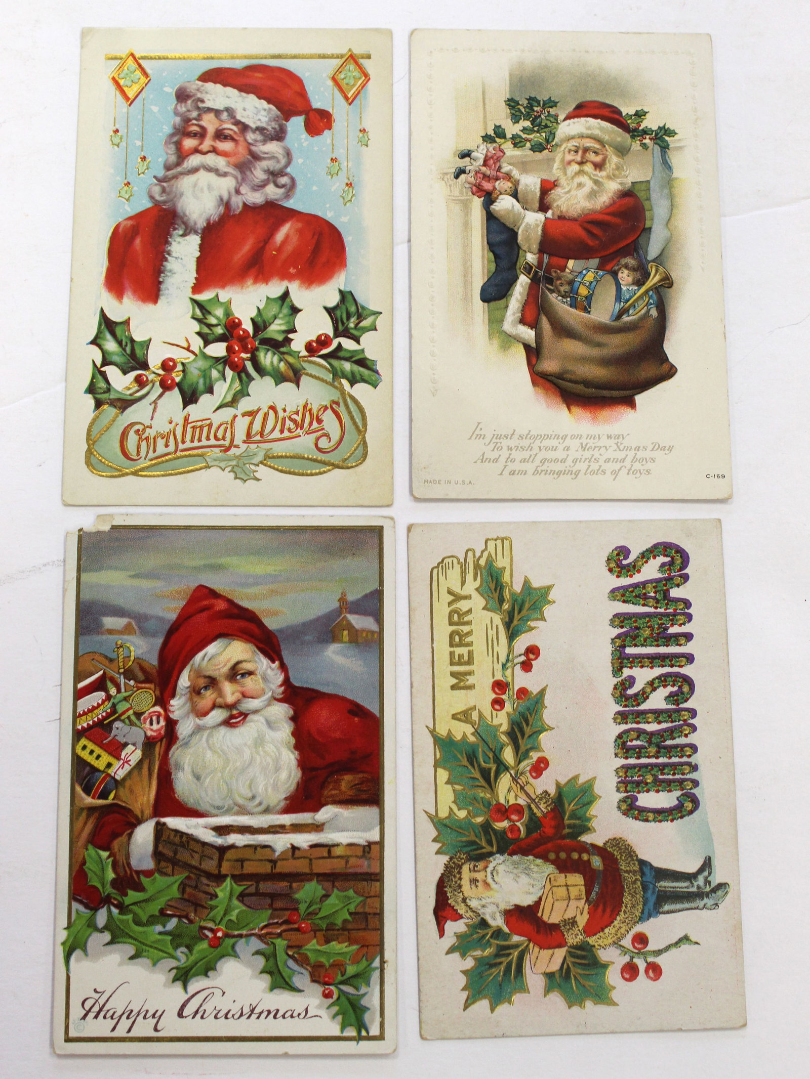 Lot of 4 antique Christmas motif postcards: Lot of 4 antique Christmas motif postcards