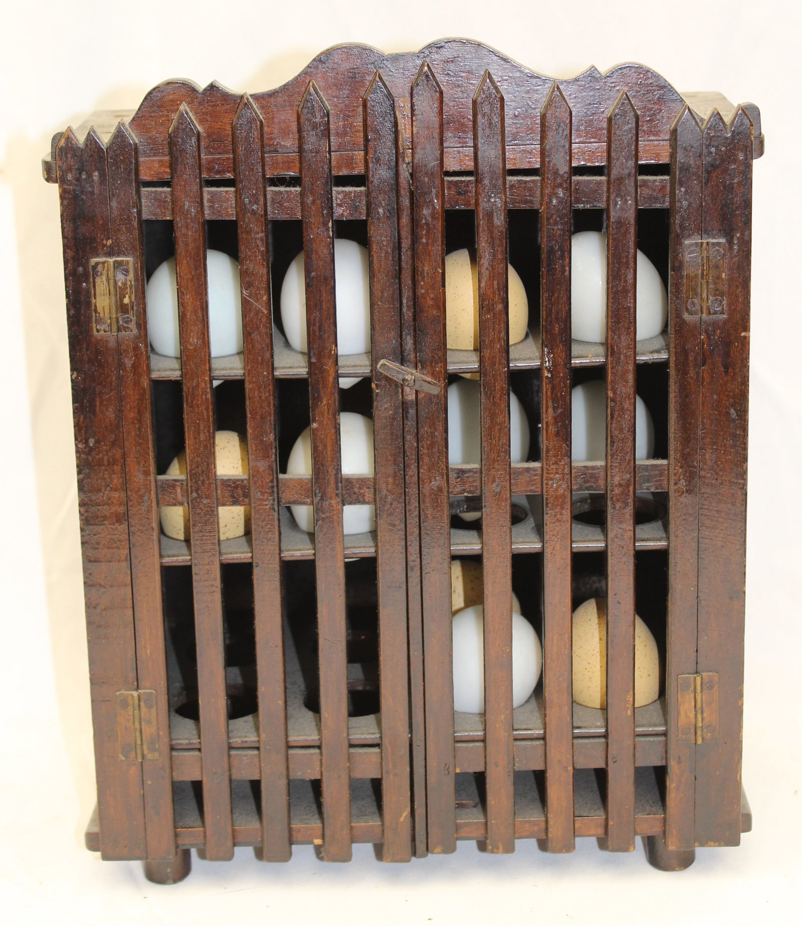 Antique wooden egg safe - 14" tall x 11" wide x 6" deep: Antique wooden egg safe - 14" tall x 11" wide x 6" deep