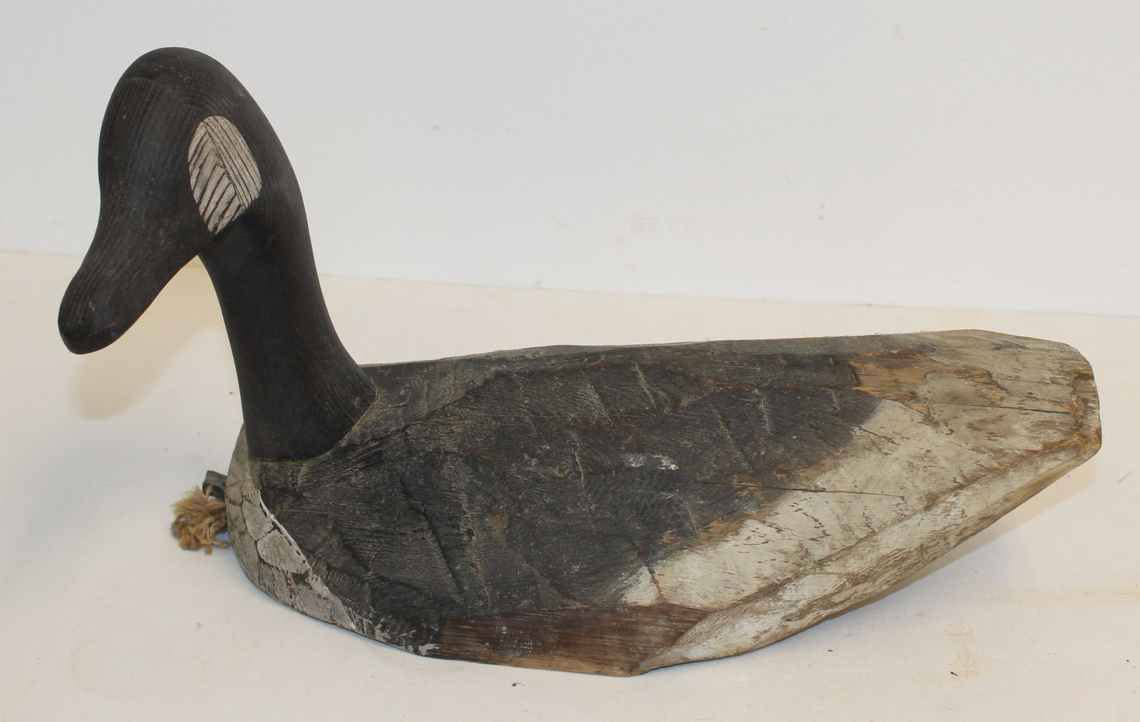 Carved wood & painted goose decoy - 8" tall x 16" long: Carved wood & painted goose decoy - 8" tall x 16" long