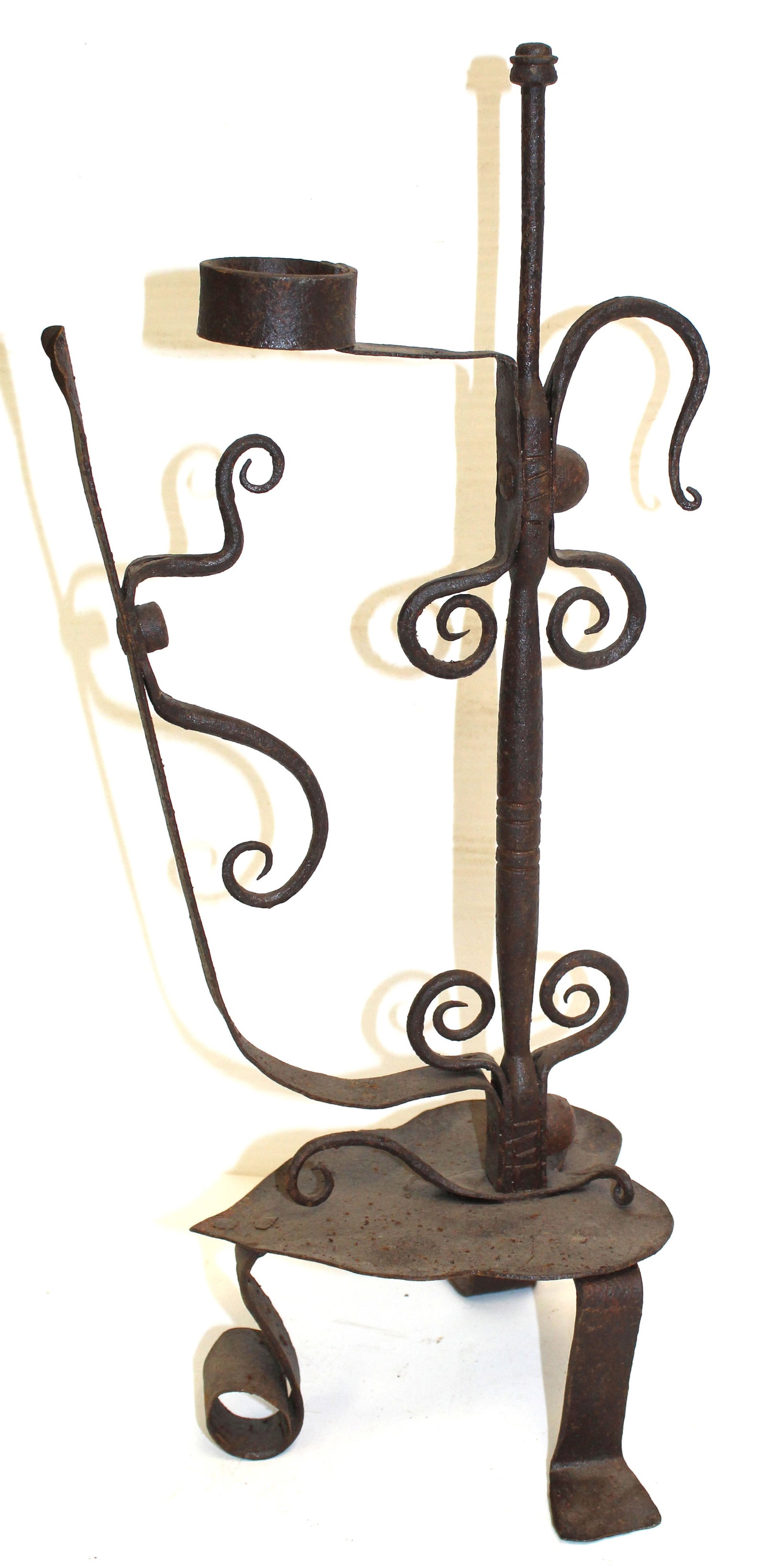 Wrought iron candle holder w heart base - 19" tall: Wrought iron candle holder w heart base - 19" tall