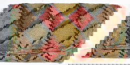 Antique crewel flame stitch wallet w linsey interior